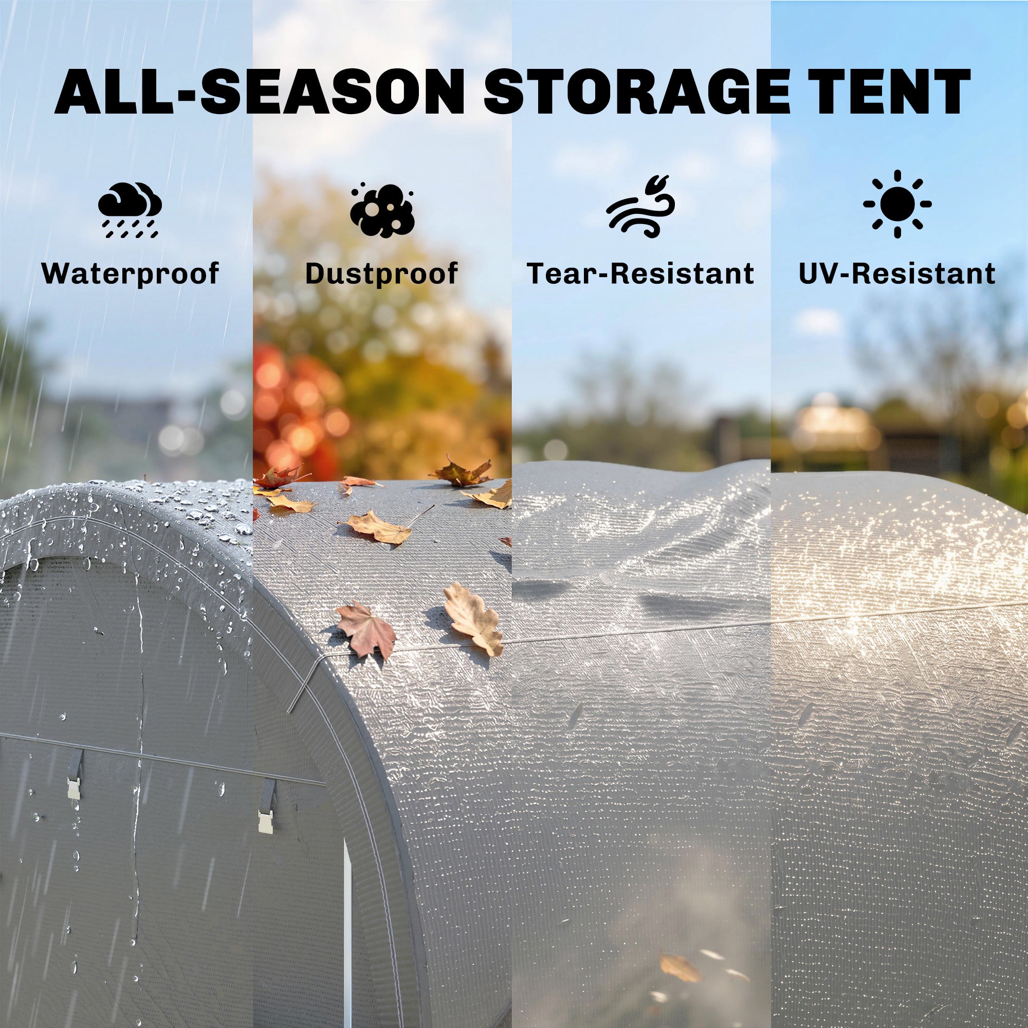 10' x 10' Outdoor Storage Tent - Waterproof Portable Shed Grey-Patio & Garden > Lawn & Garden > Sheds > Portable Shed-DECOROLALA