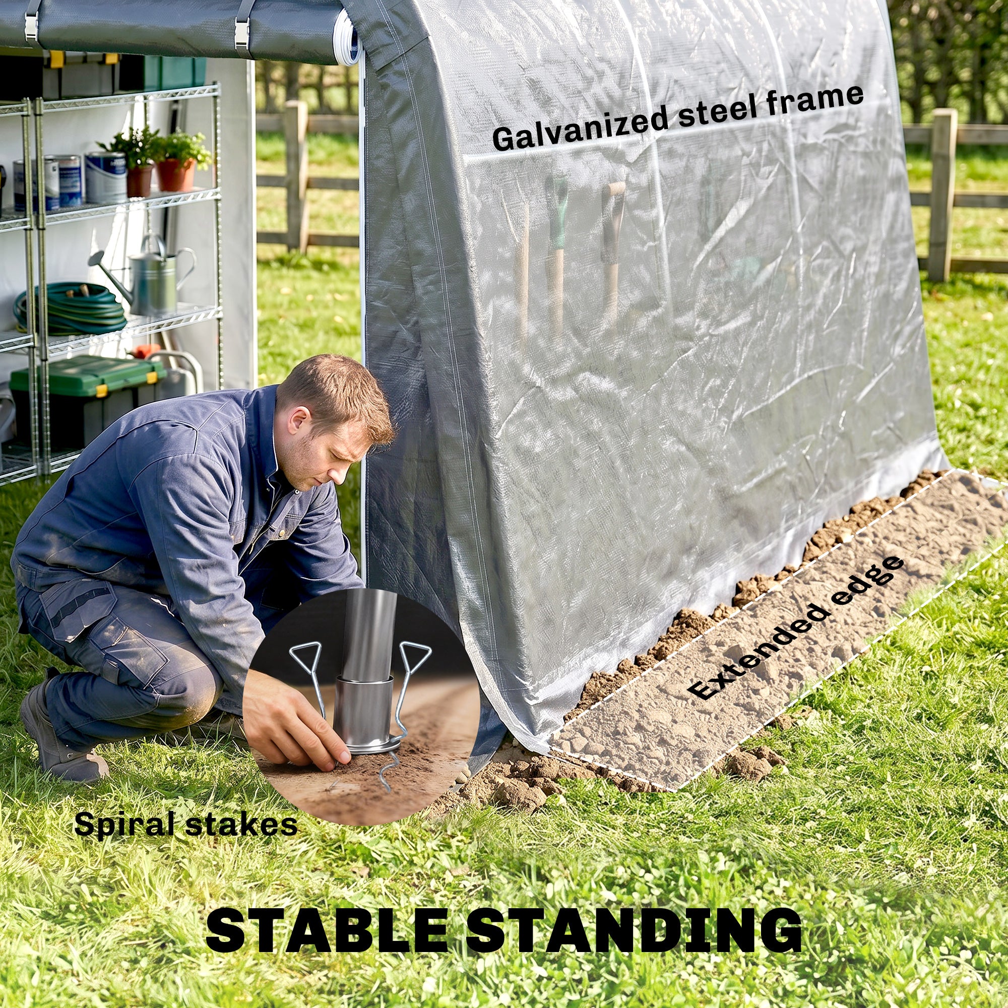 10' x 10' Outdoor Storage Tent - Waterproof Portable Shed Grey-Patio & Garden > Lawn & Garden > Sheds > Portable Shed-DECOROLALA