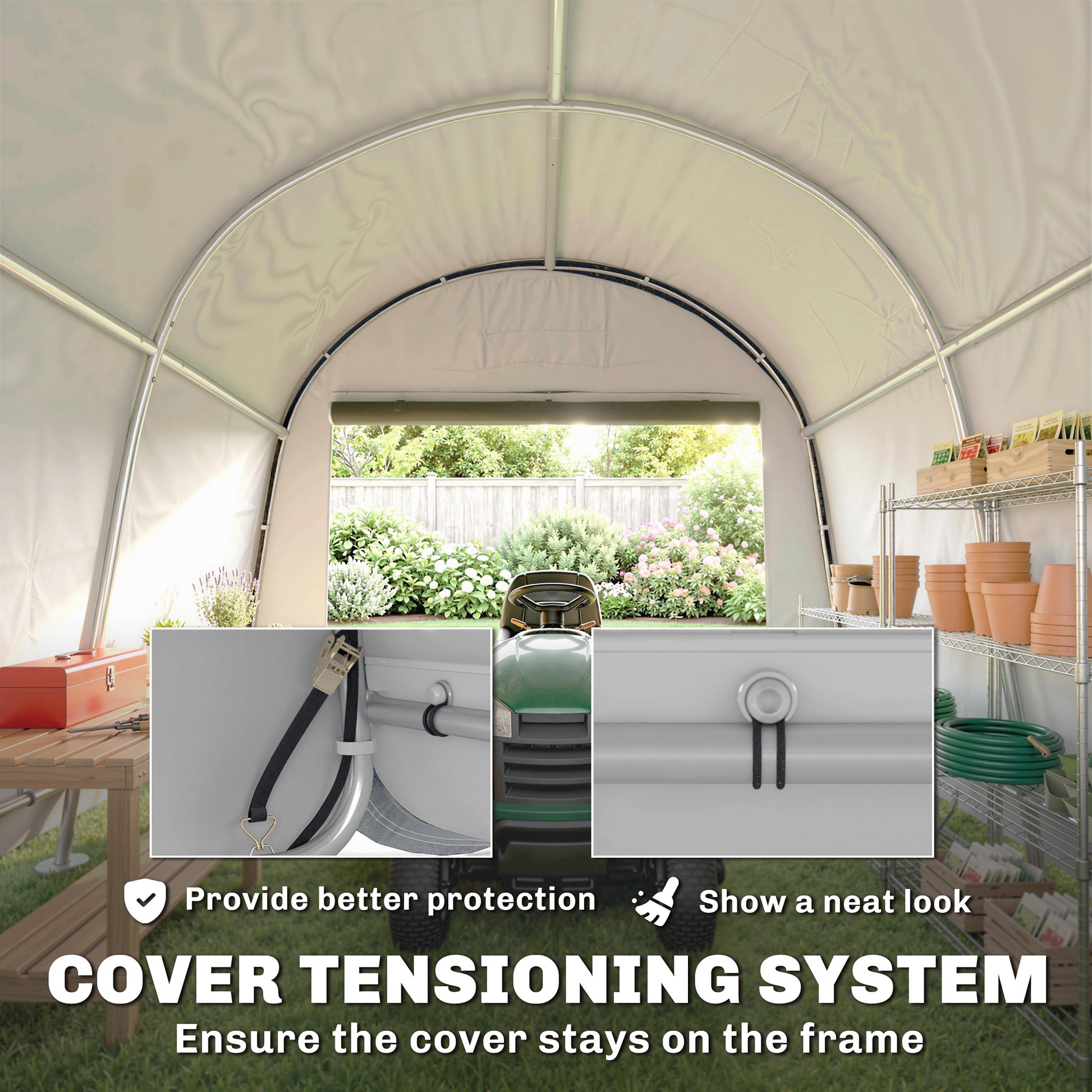 10' x 10' Outdoor Storage Tent - Waterproof Portable Shed Grey-Patio & Garden > Lawn & Garden > Sheds > Portable Shed-DECOROLALA