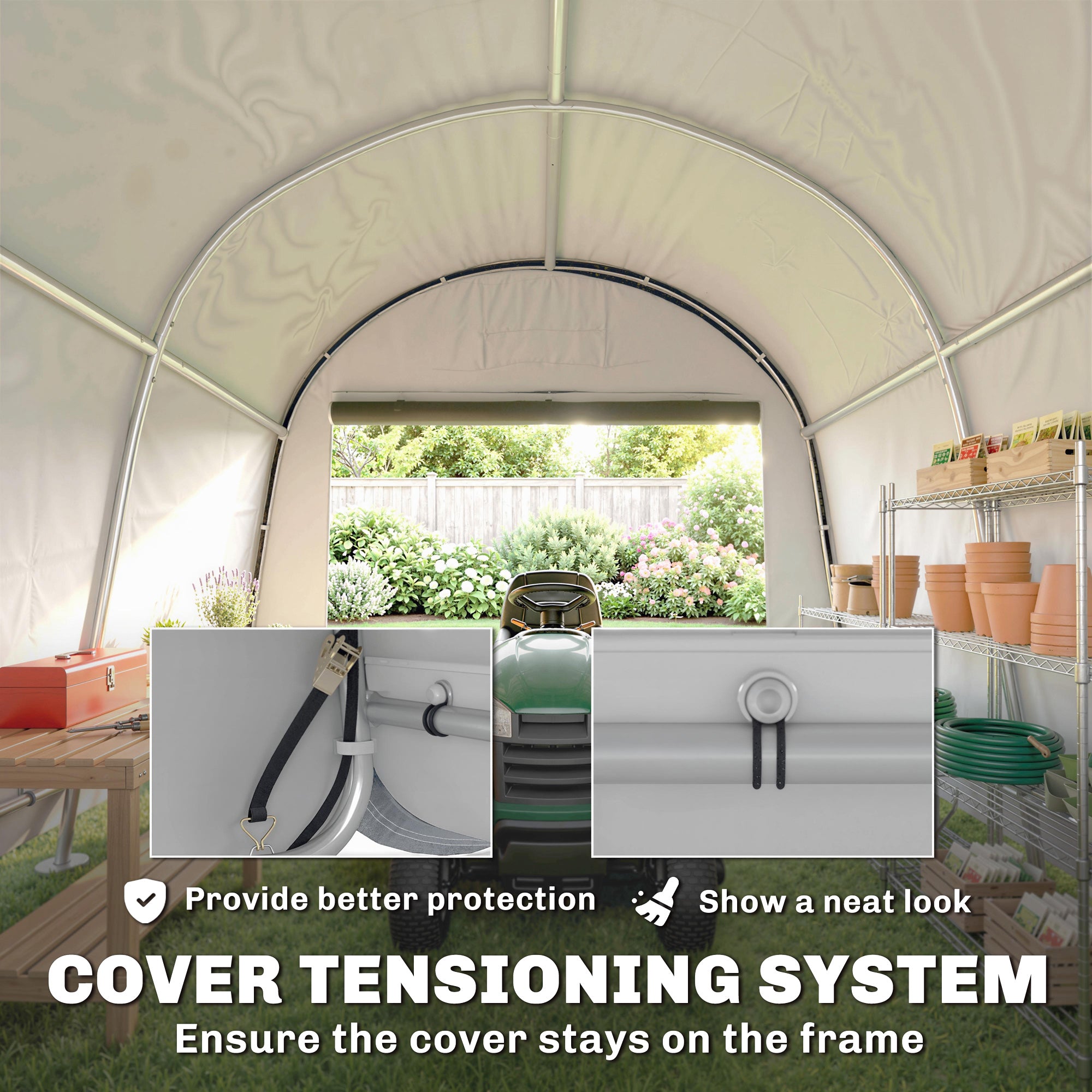 10' x 10' Outdoor Storage Tent - Waterproof Portable Shed Grey-Patio & Garden > Lawn & Garden > Sheds > Portable Shed-DECOROLALA