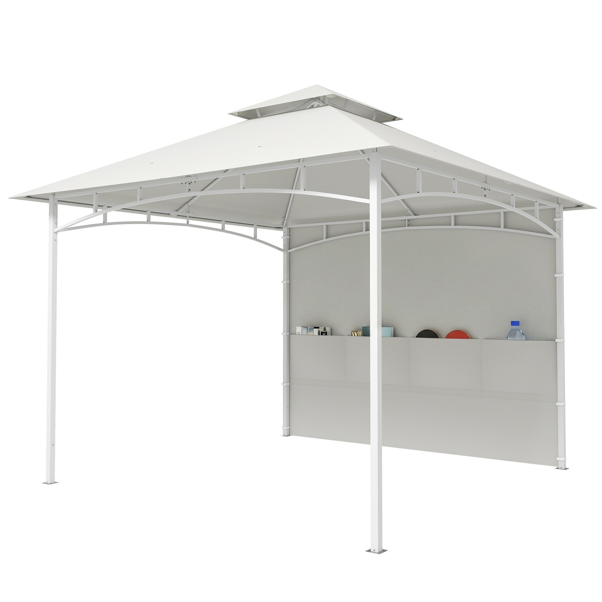 10' x 10' Patio Gazebo - Cream White Double Roof-DECOROLALA