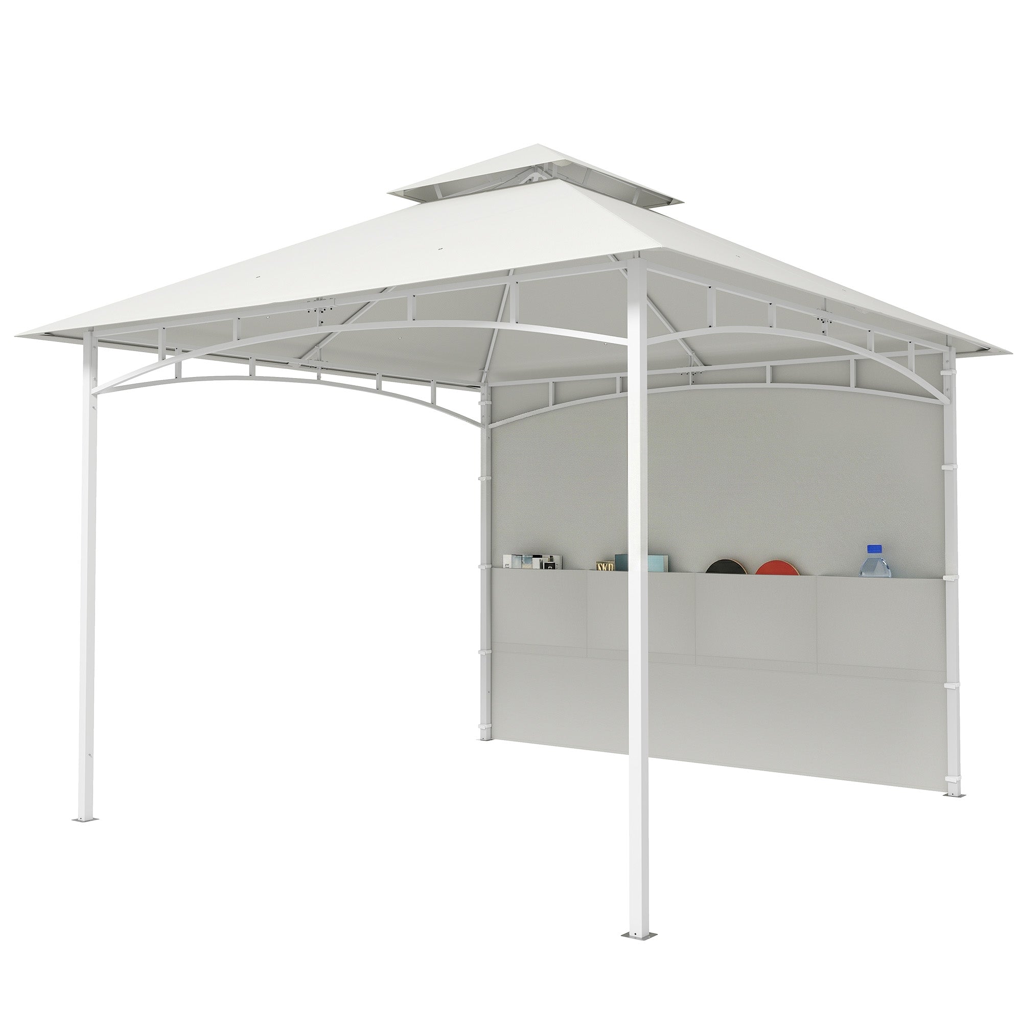 10' x 10' Patio Gazebo - Cream White Double Roof-DECOROLALA