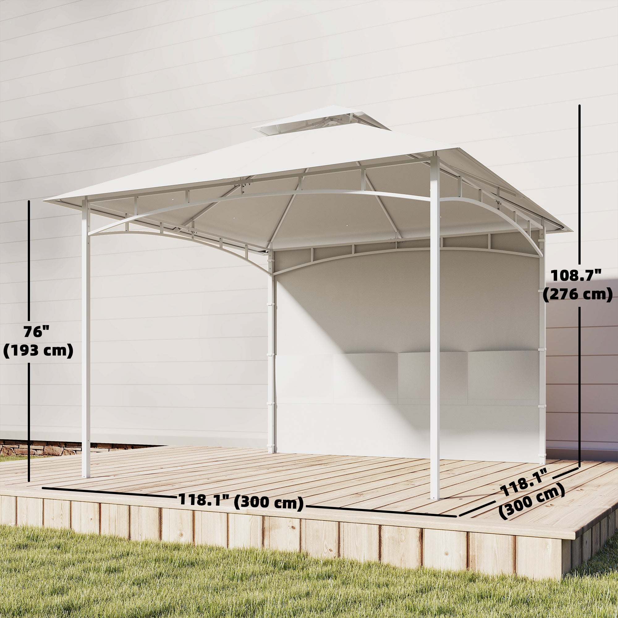 10' x 10' Patio Gazebo - Cream White Double Roof-DECOROLALA