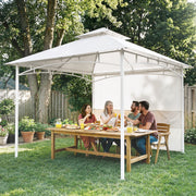 10' x 10' Patio Gazebo - Cream White Double Roof-DECOROLALA