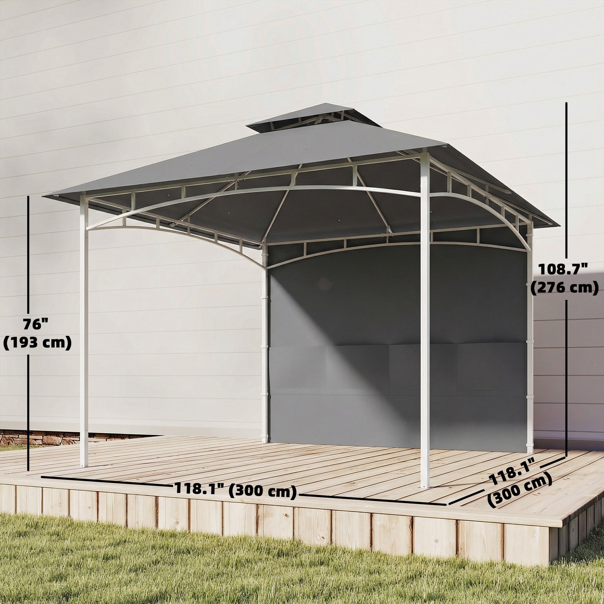 10' x 10' Patio Gazebo - Double Roof Dark Grey-DECOROLALA