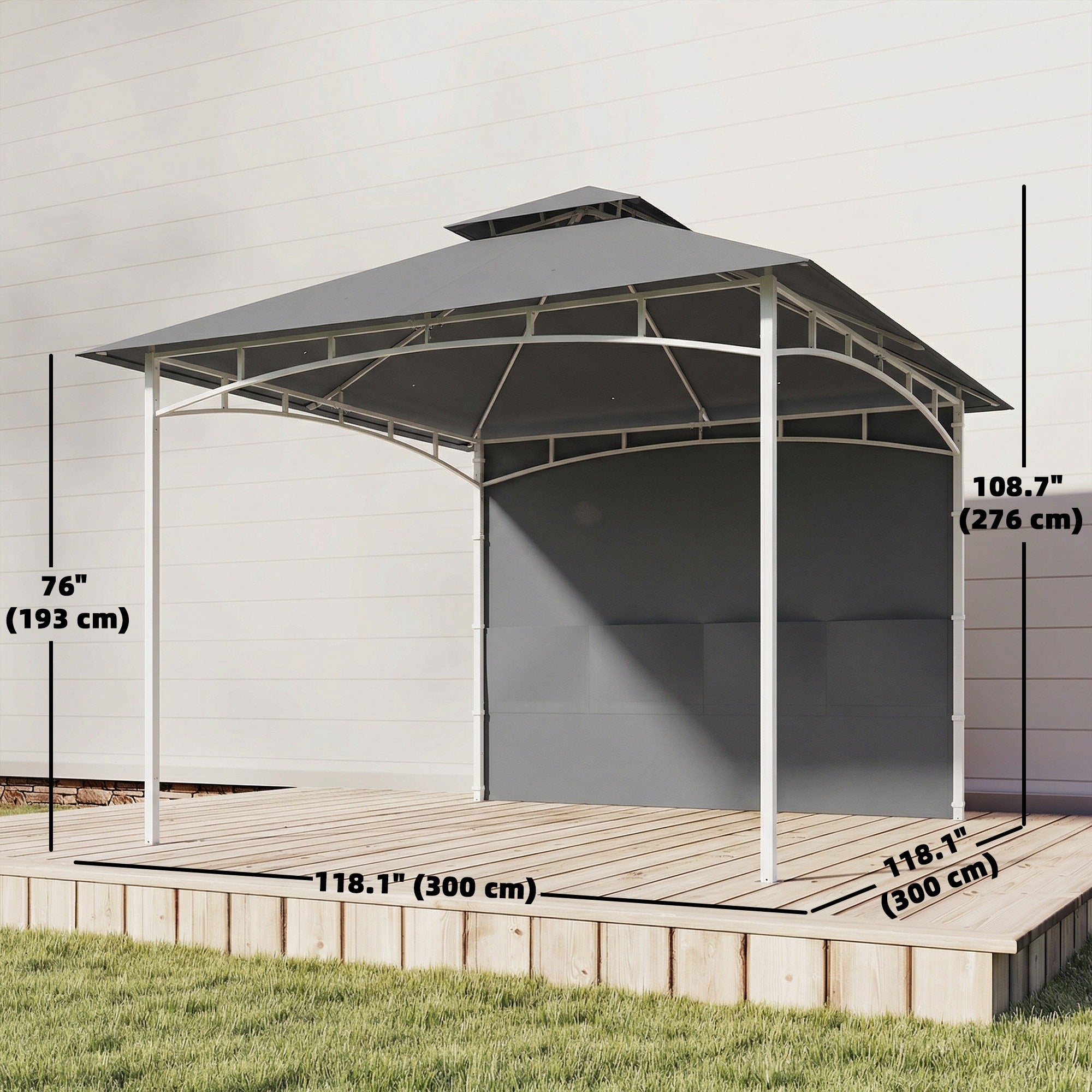 10' x 10' Patio Gazebo - Double Roof Dark Grey-DECOROLALA
