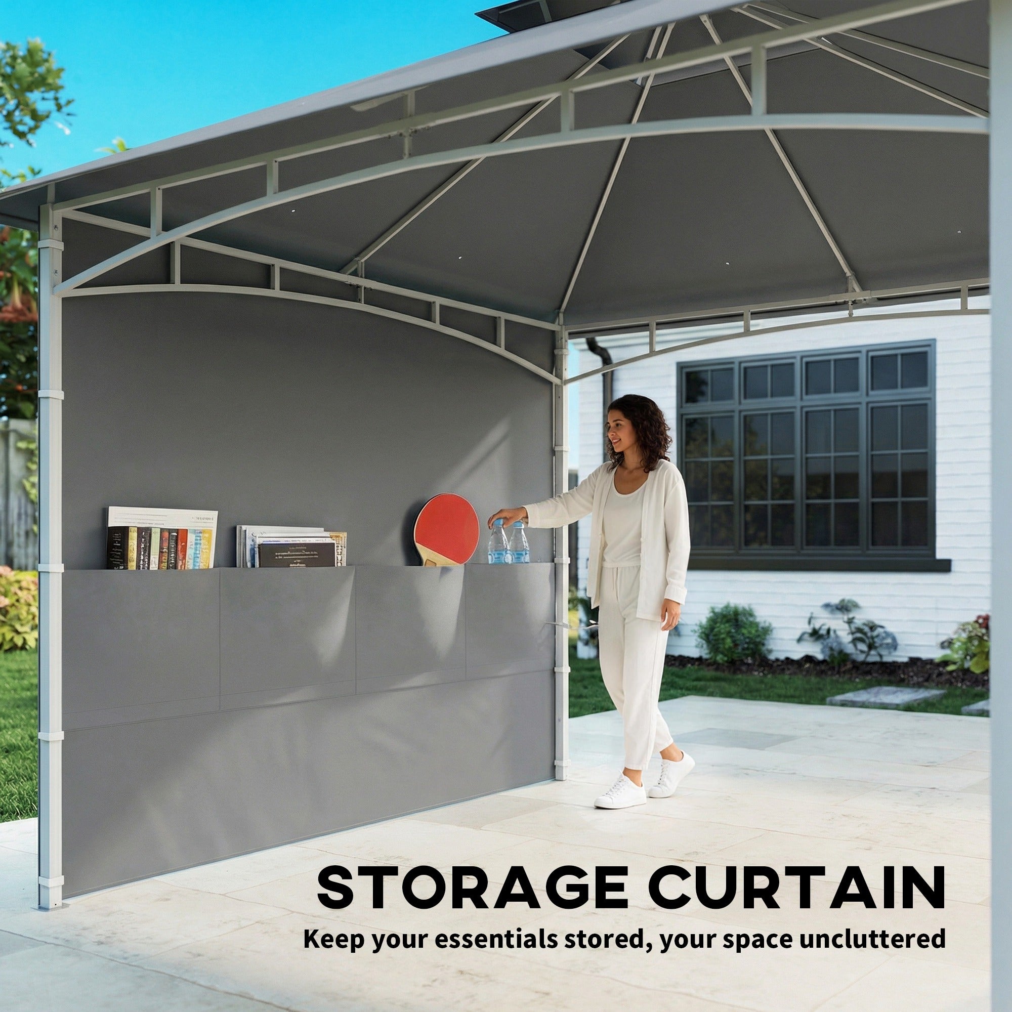 10' x 10' Patio Gazebo - Double Roof Dark Grey-DECOROLALA