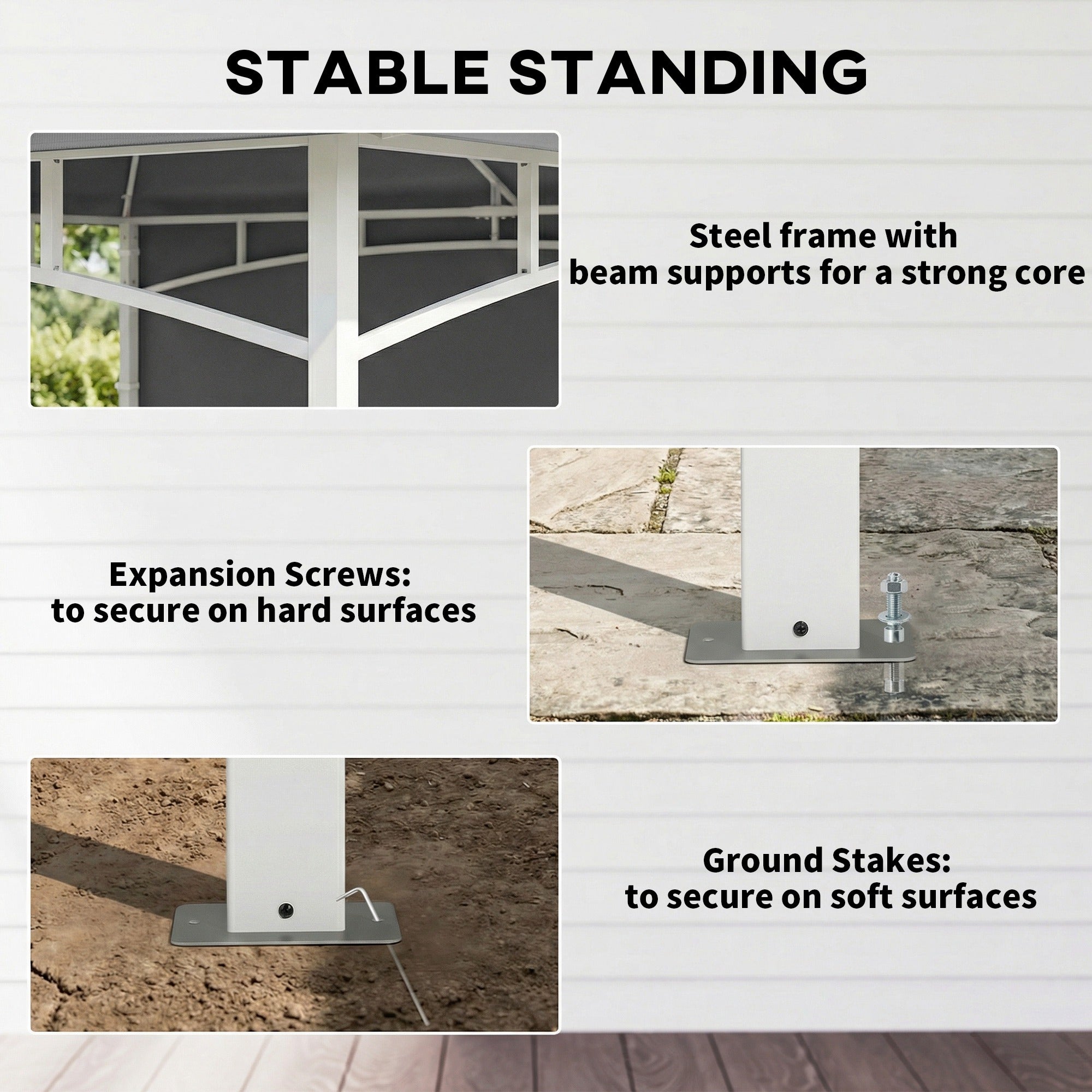 10' x 10' Patio Gazebo - Double Roof Dark Grey-DECOROLALA