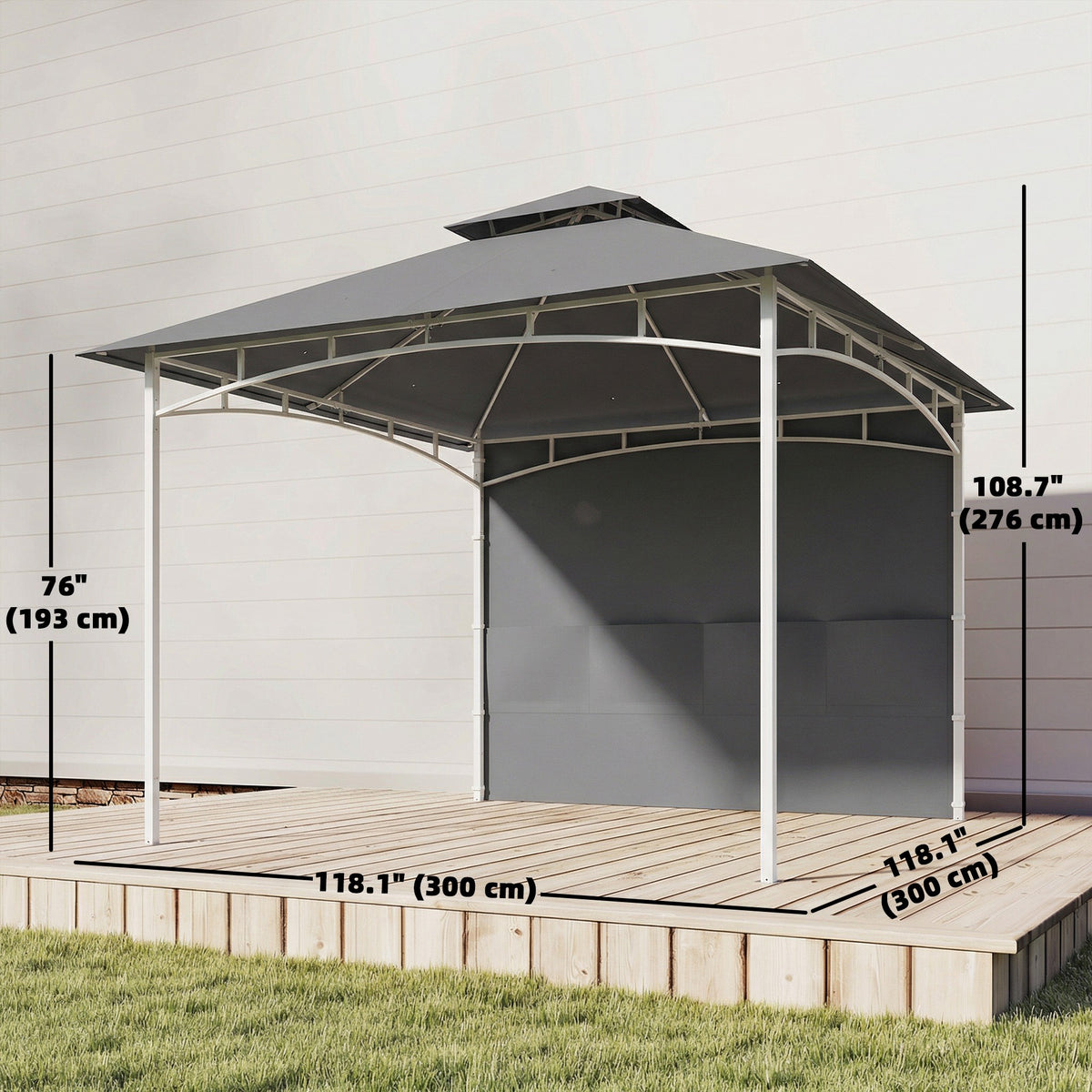 10' x 10' Patio Gazebo - Double Roof Dark Grey-Gazebos-DECOROLALA