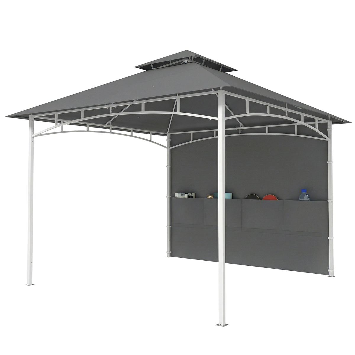 10' x 10' Patio Gazebo - Double Roof Dark Grey-Gazebos-DECOROLALA