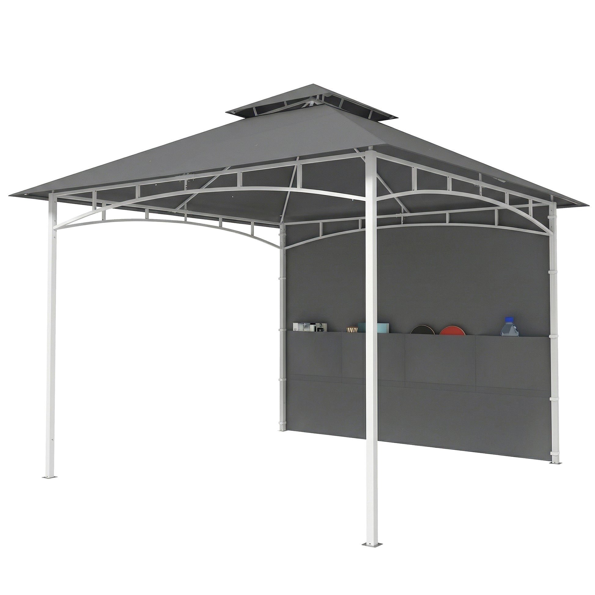 10' x 10' Patio Gazebo - Double Roof Dark Grey-DECOROLALA