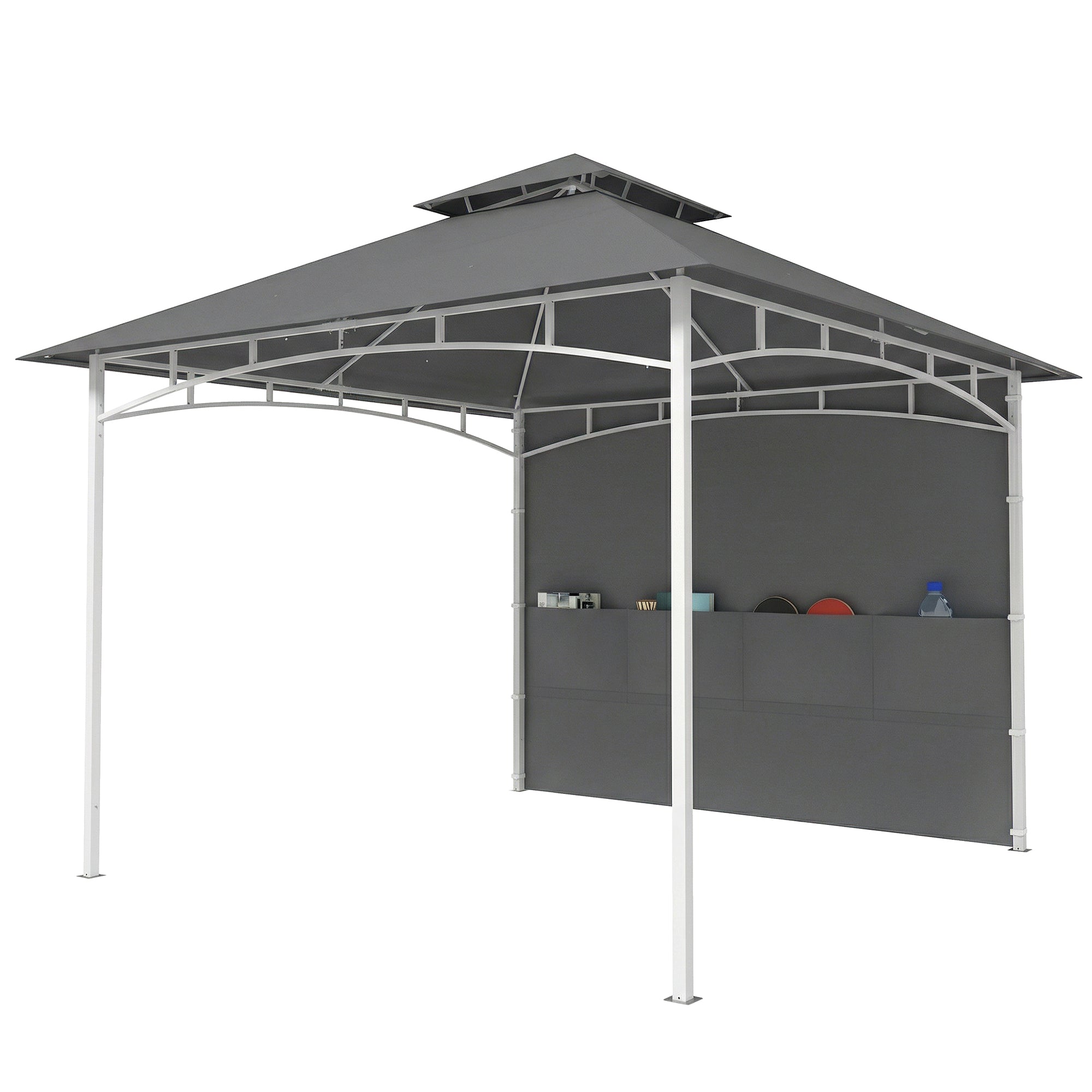 10' x 10' Patio Gazebo - Double Roof Dark Grey-DECOROLALA