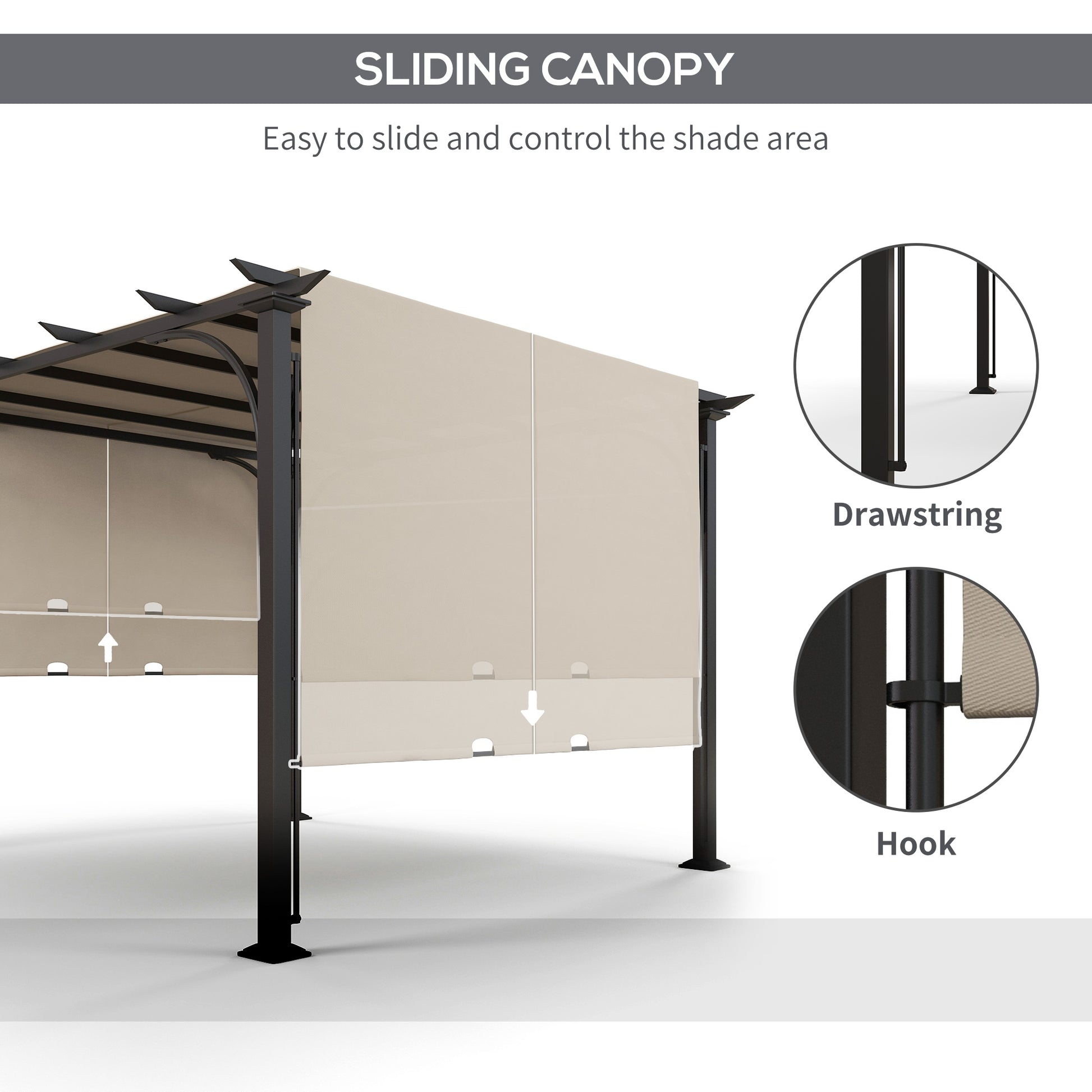 10' x 10' Patio Gazebo Sun Shelter, Steel Frame, Beige-DECOROLALA