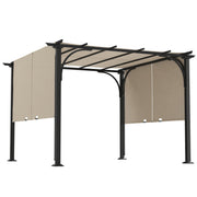 10' x 10' Patio Gazebo Sun Shelter, Steel Frame, Beige-DECOROLALA