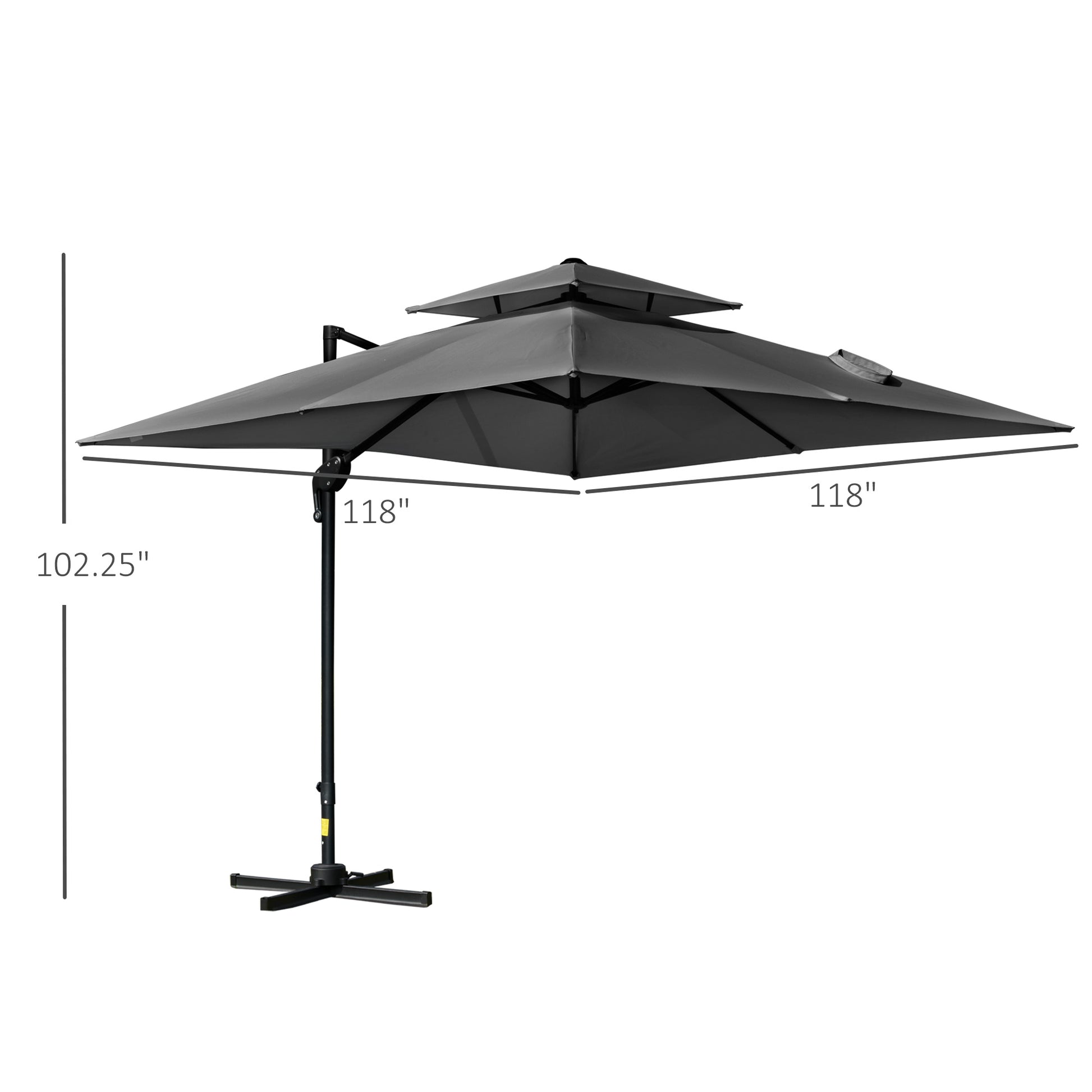 10' x 10' Patio Umbrella, Charcoal Grey, 360¡ Rotation, 5 Tilt Angles-DECOROLALA
