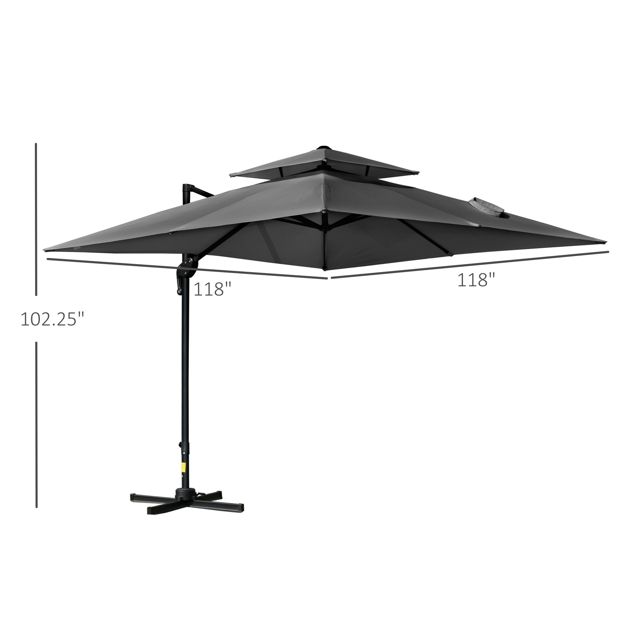 10' x 10' Patio Umbrella, Charcoal Grey, 360¡ Rotation, 5 Tilt Angles-DECOROLALA