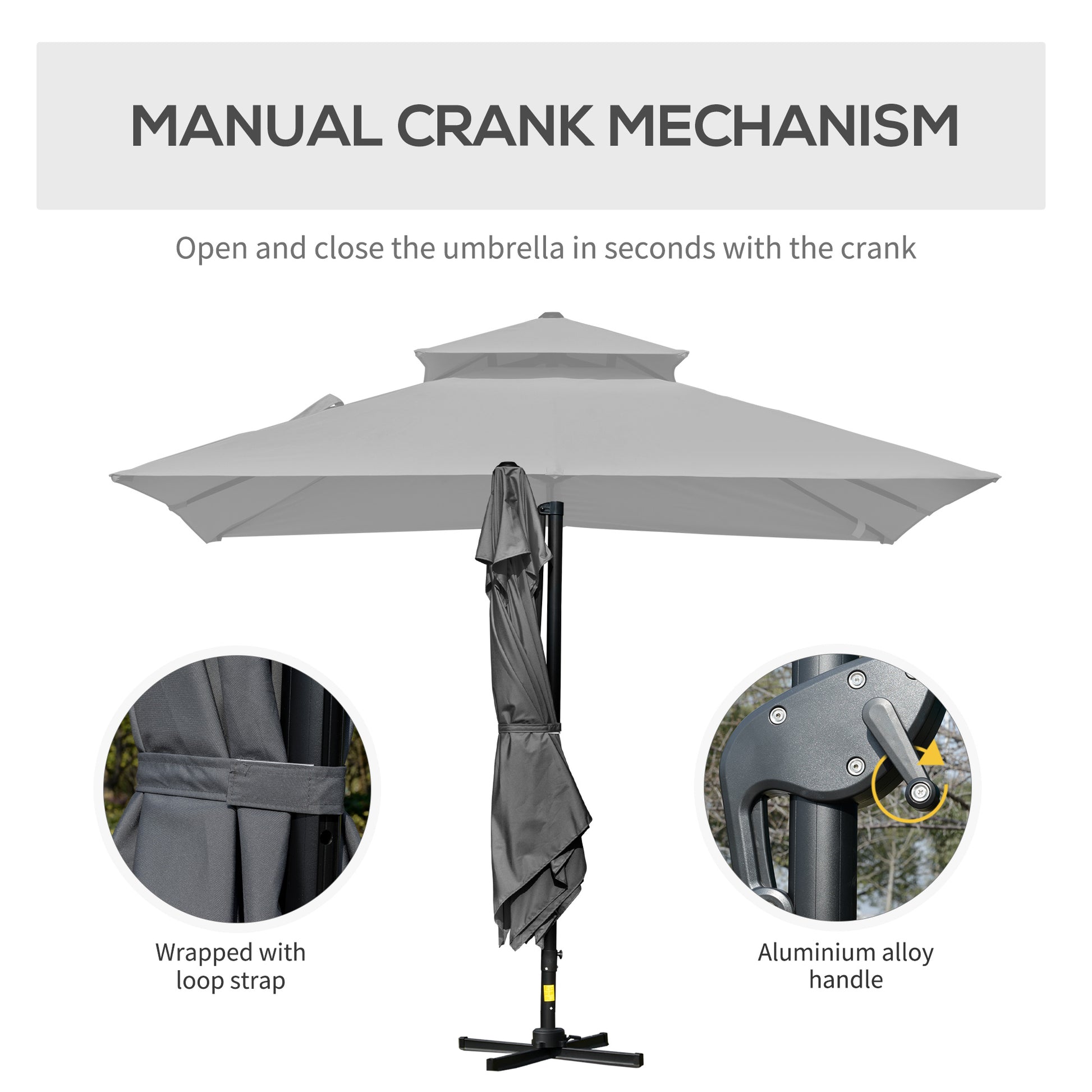 10' x 10' Patio Umbrella, Charcoal Grey, 360¡ Rotation, 5 Tilt Angles-DECOROLALA