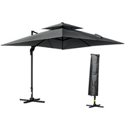 10' x 10' Patio Umbrella, Charcoal Grey, 360¡ Rotation, 5 Tilt Angles-DECOROLALA