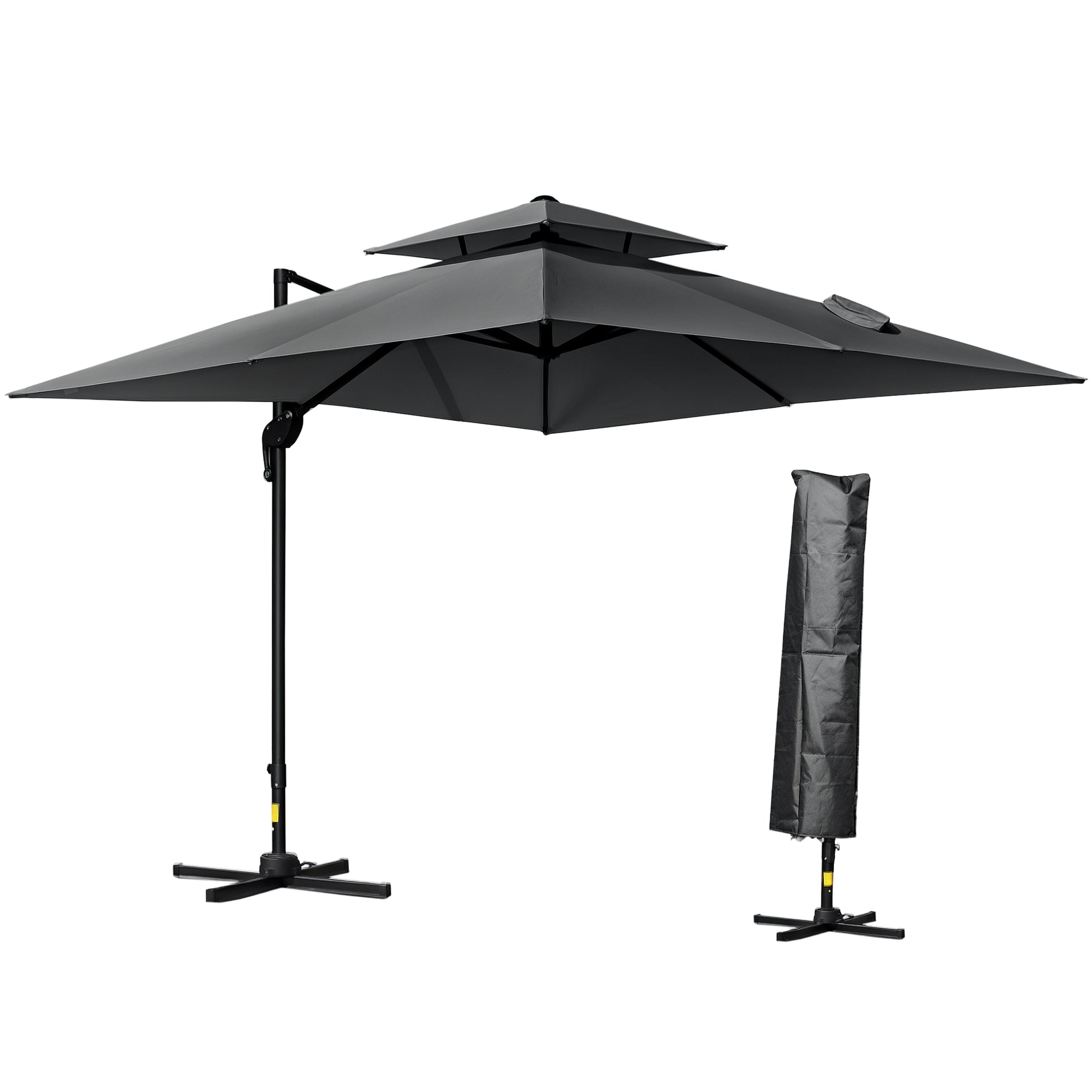 10' x 10' Patio Umbrella, Charcoal Grey, 360¡ Rotation, 5 Tilt Angles-DECOROLALA
