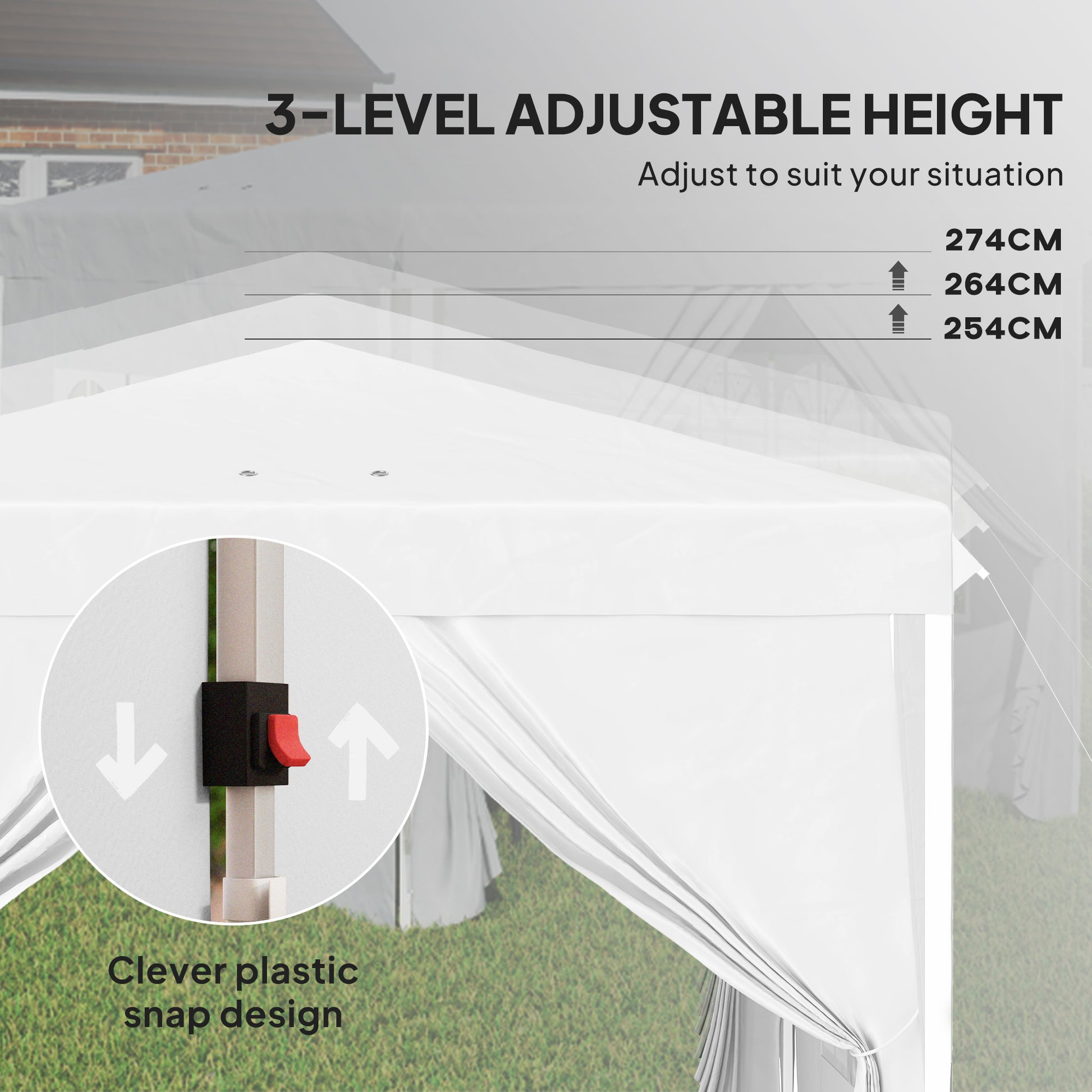 10' x 10' Pop-Up Canopy Tent with Sidewalls - White-DECOROLALA