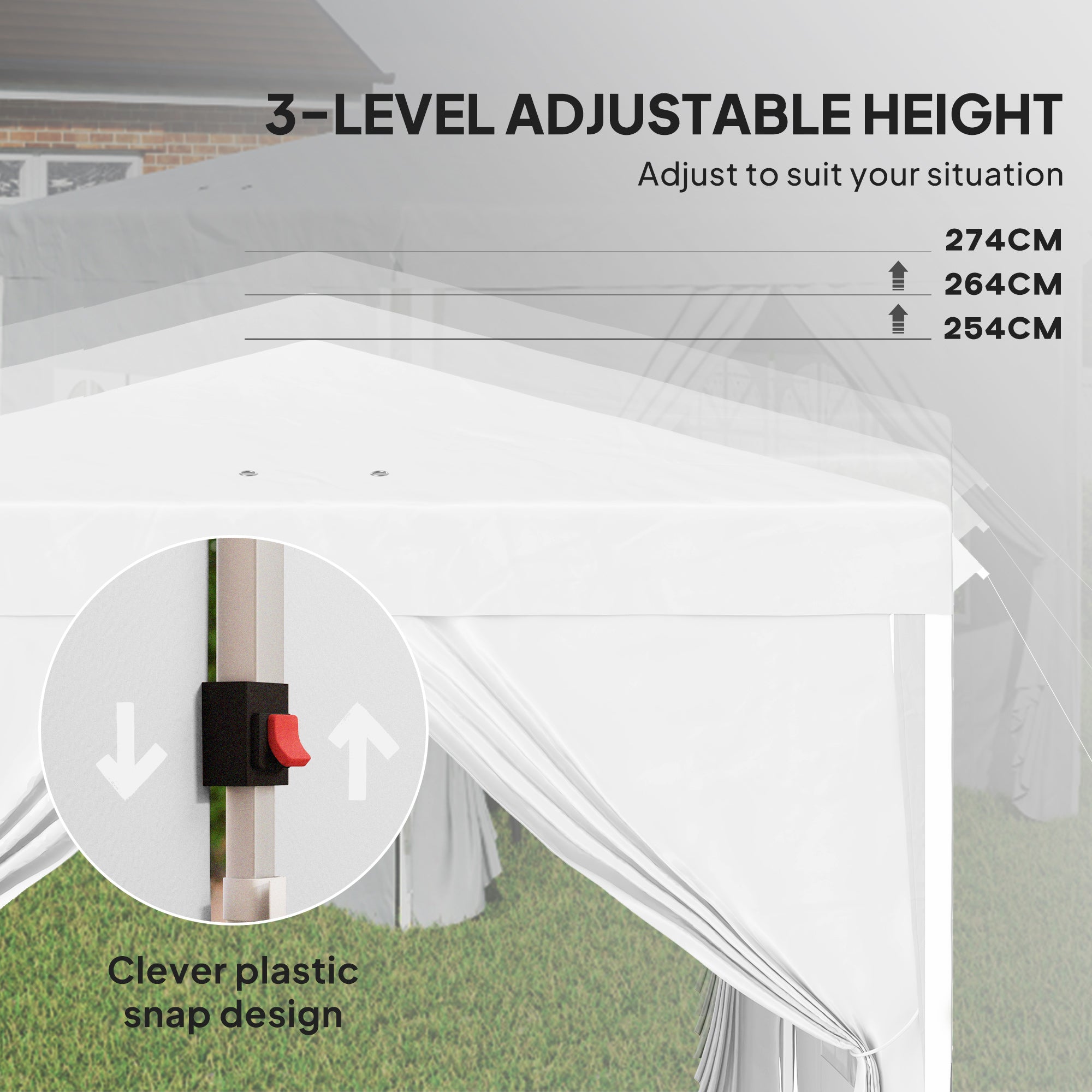 10' x 10' Pop-Up Canopy Tent with Sidewalls - White-DECOROLALA