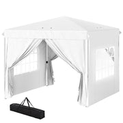 10' x 10' Pop-Up Canopy Tent with Sidewalls - White-DECOROLALA