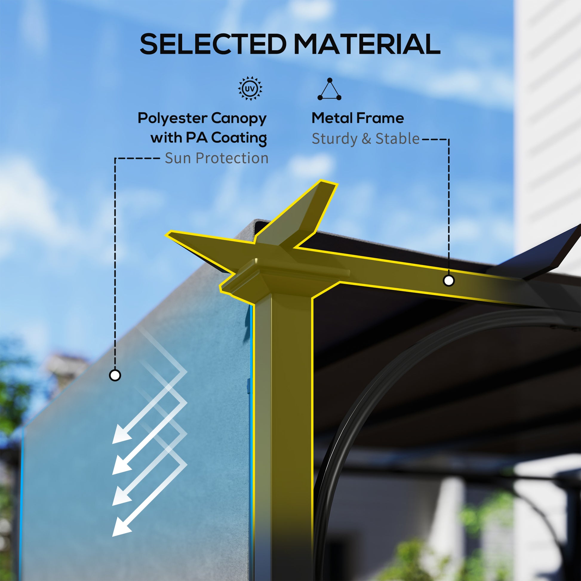 10' x 10' Retractable Pergola Canopy - Dark Grey Steel-DECOROLALA