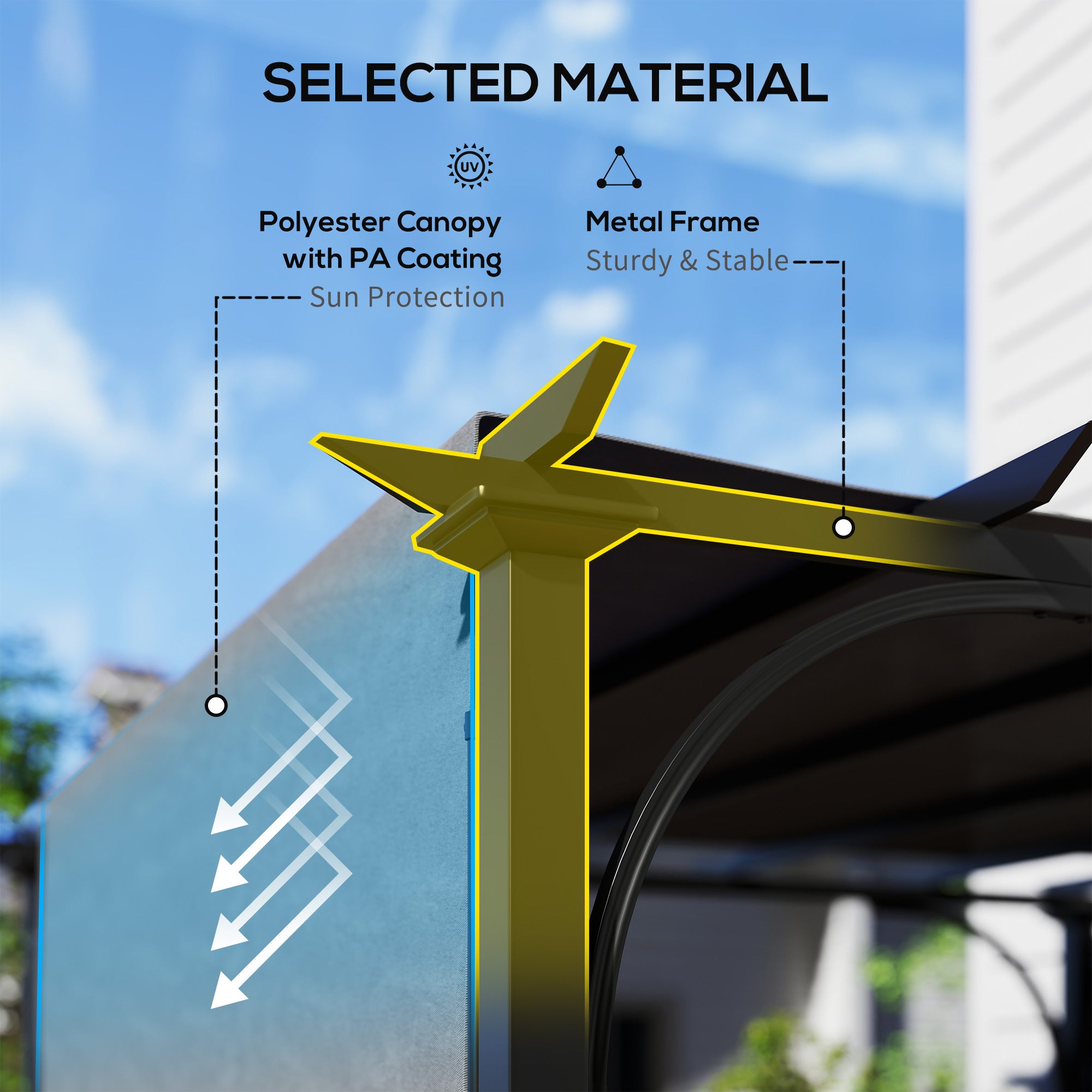 10' x 10' Retractable Pergola Canopy - Dark Grey Steel-DECOROLALA