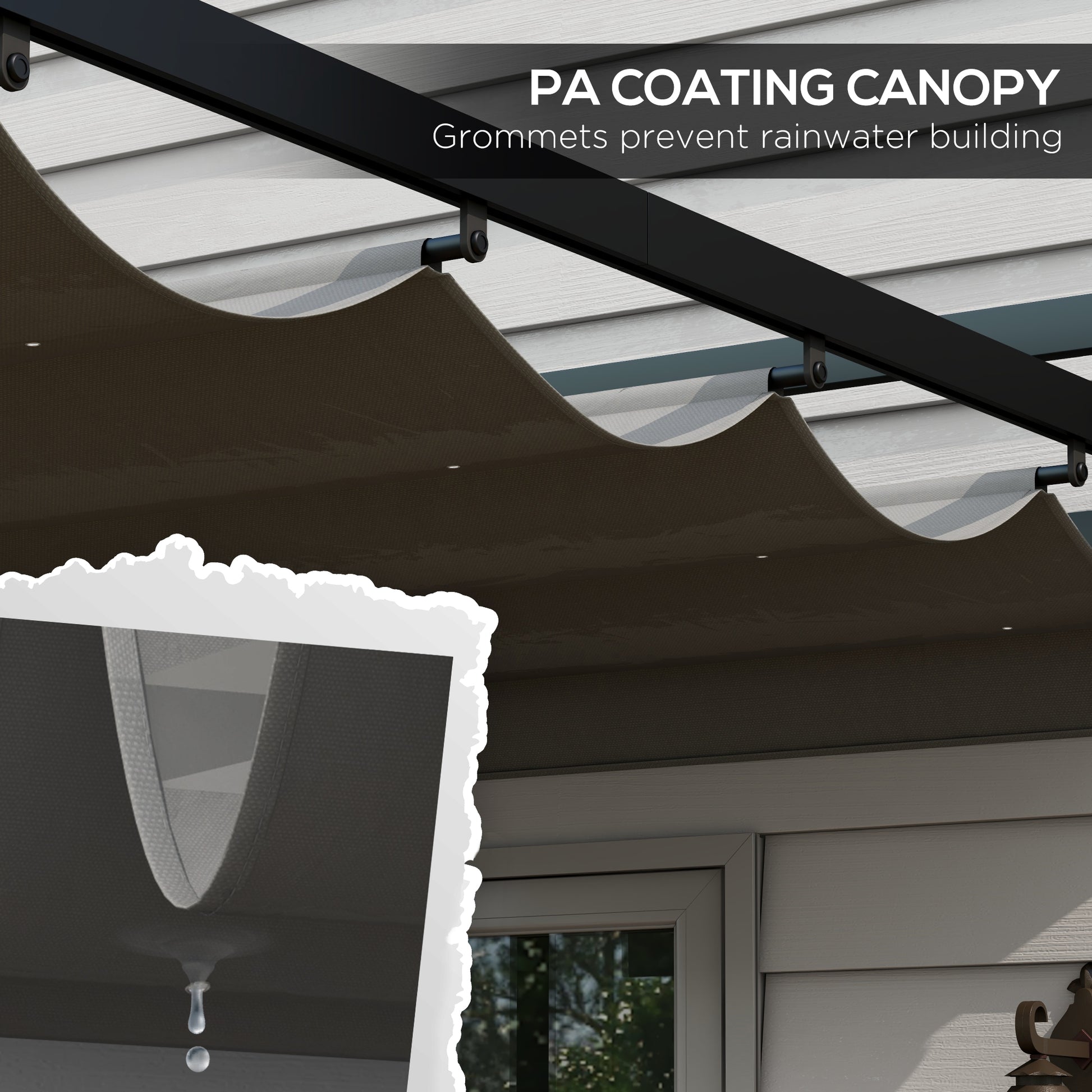 10' x 10' Retractable Pergola - Dark Grey Steel Gazebo-DECOROLALA