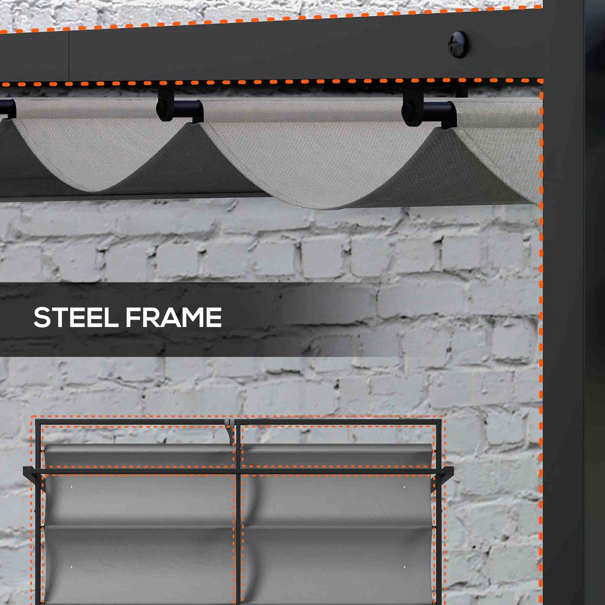 10' x 10' Retractable Pergola - Dark Grey Steel Gazebo-DECOROLALA