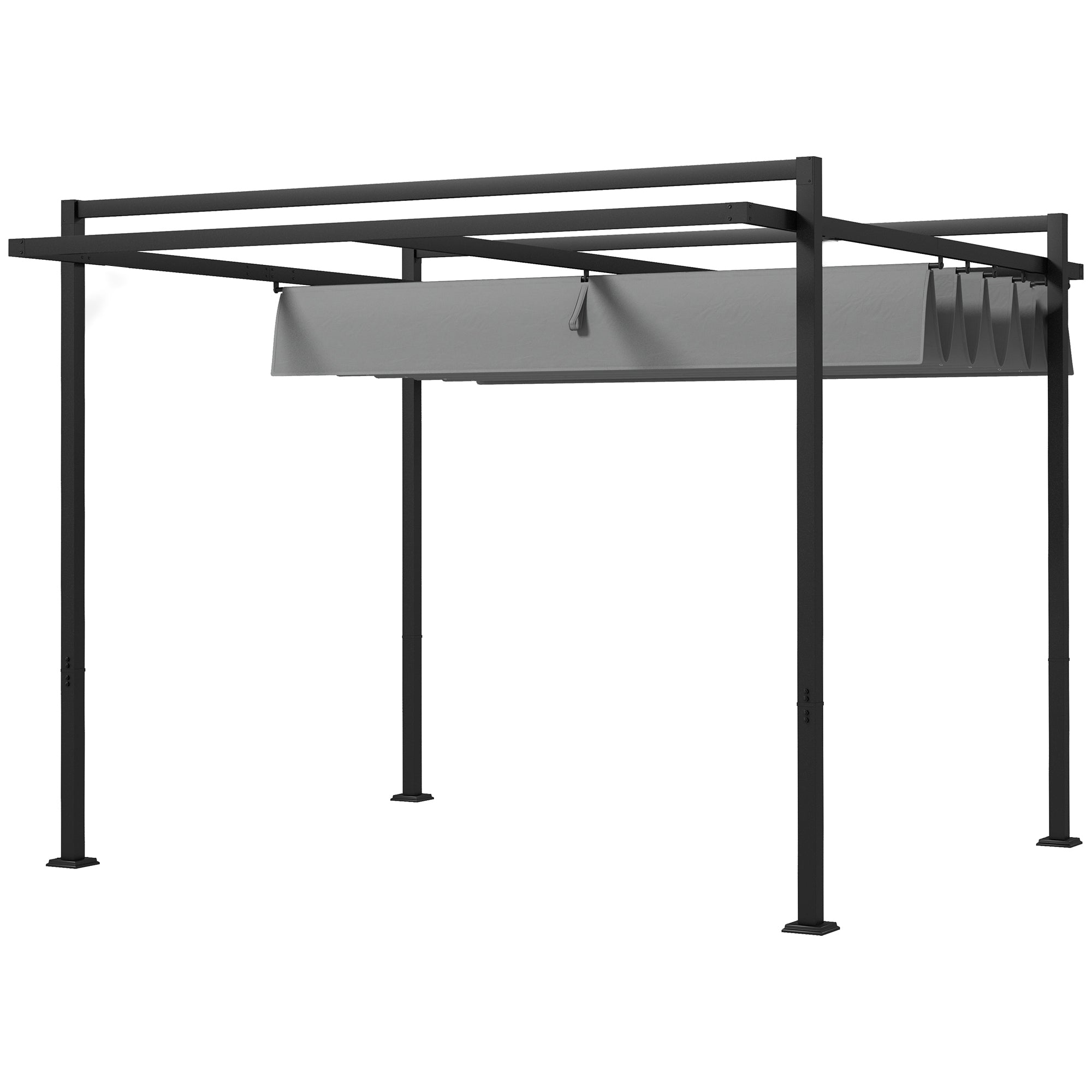 10' x 10' Retractable Pergola - Dark Grey Steel Gazebo-DECOROLALA