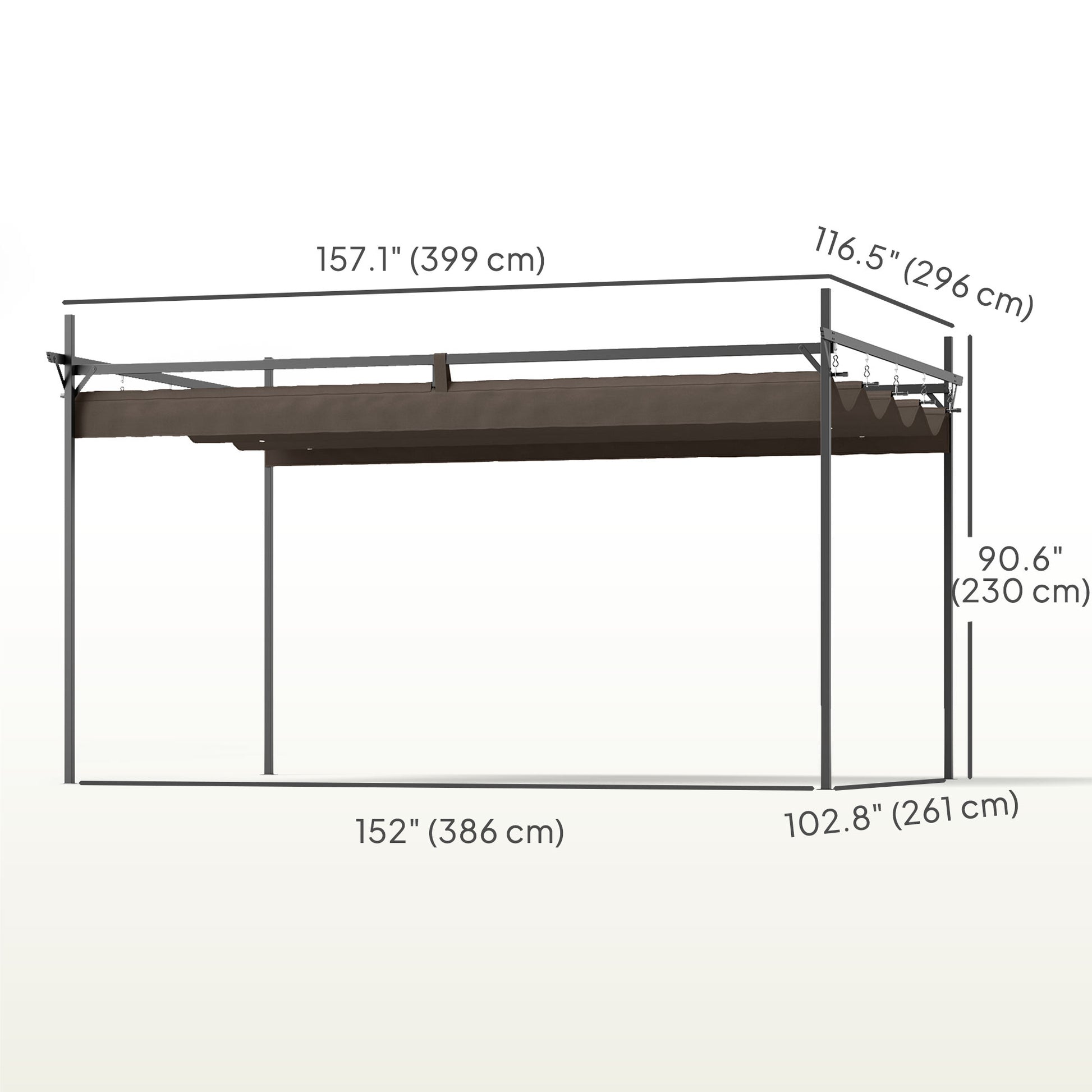 10' x 10' Retractable Pergola Gazebo - Brown Metal Kit-DECOROLALA
