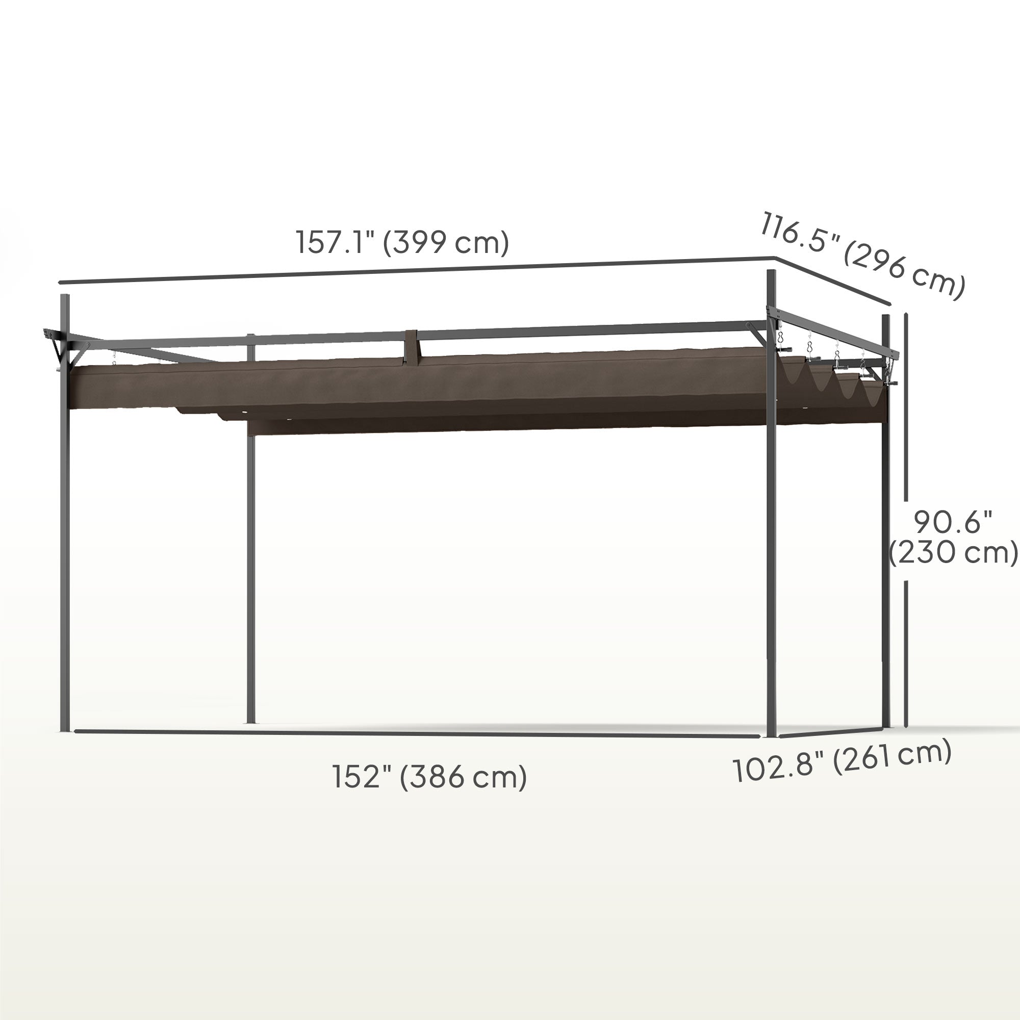 10' x 10' Retractable Pergola Gazebo - Brown Metal Kit-DECOROLALA