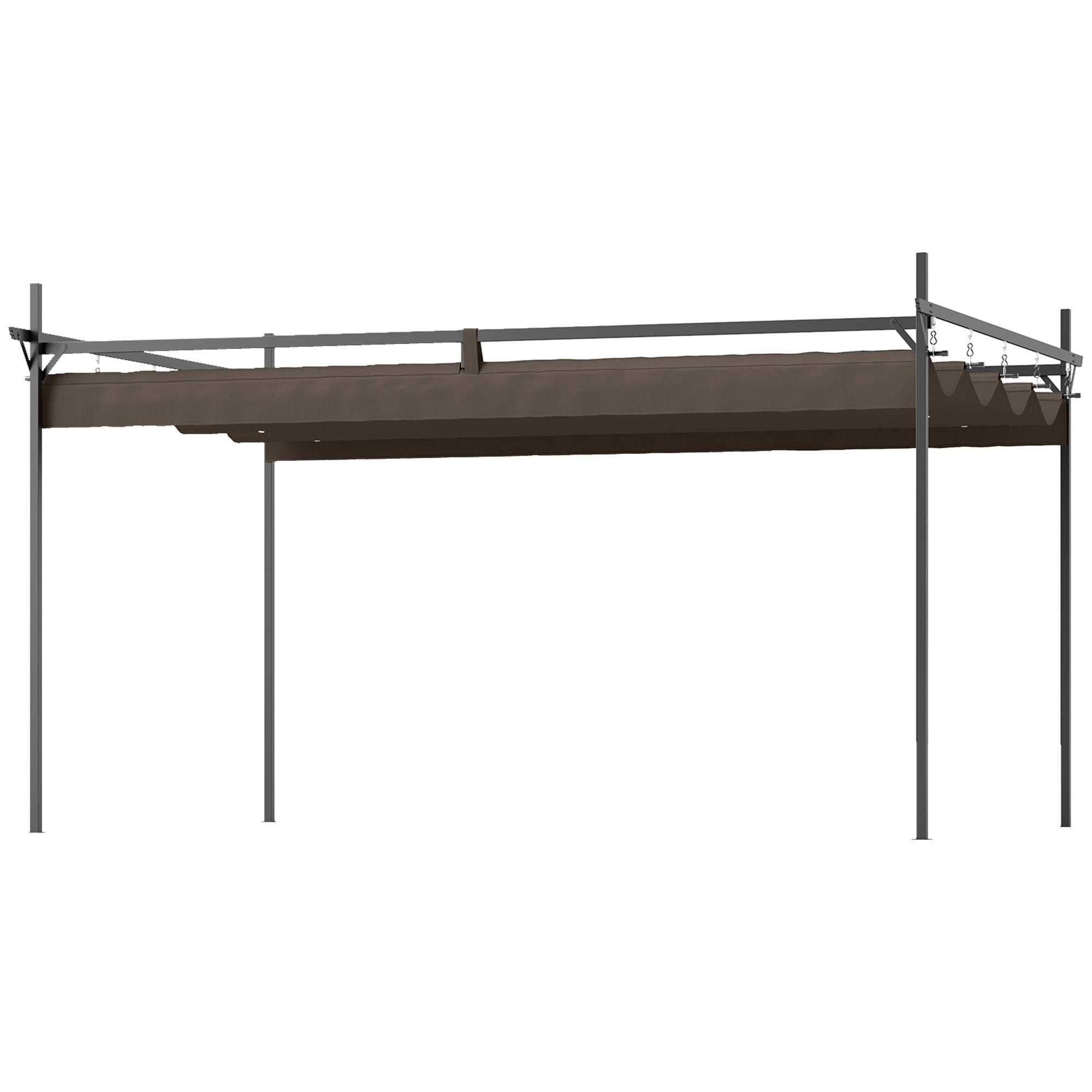 10' x 10' Retractable Pergola Gazebo - Brown Metal Kit-DECOROLALA