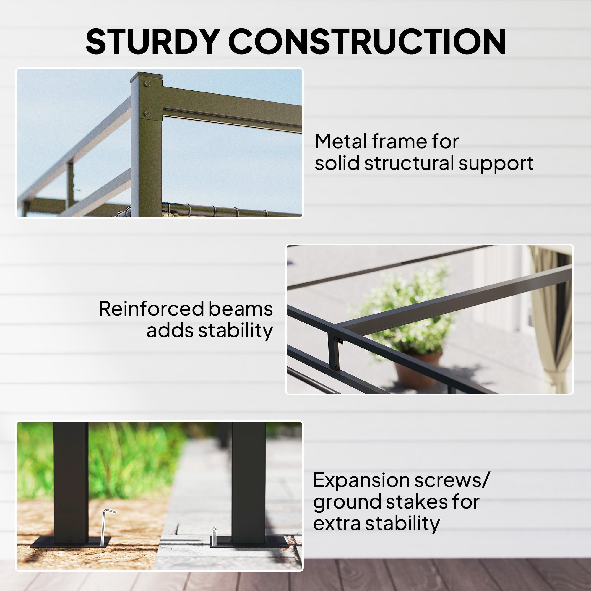 10' x 10' Retractable Pergola with Curtains - Beige-DECOROLALA