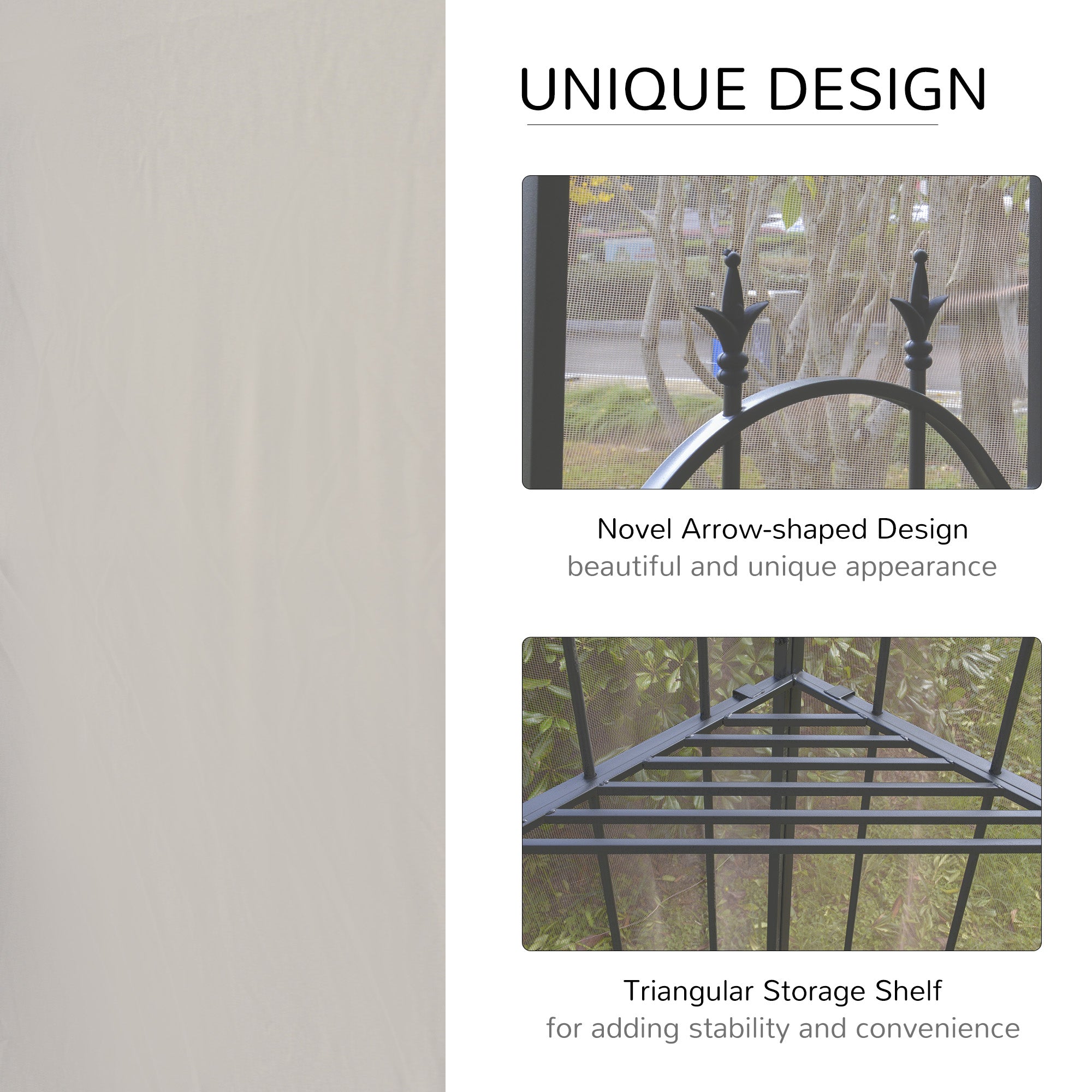 10' x 10' Steel Gazebo Canopy - Brown Mesh Curtains-DECOROLALA