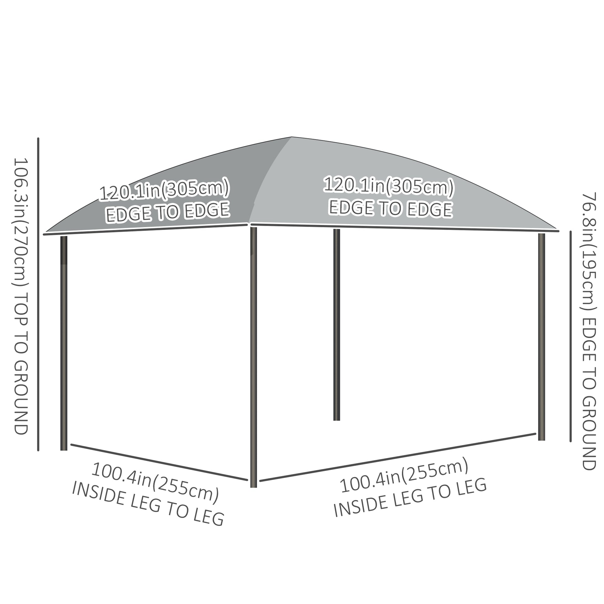 10' x 10' UV60+ Gazebo with Polycarbonate Roof & Curtains, Dark Grey-DECOROLALA