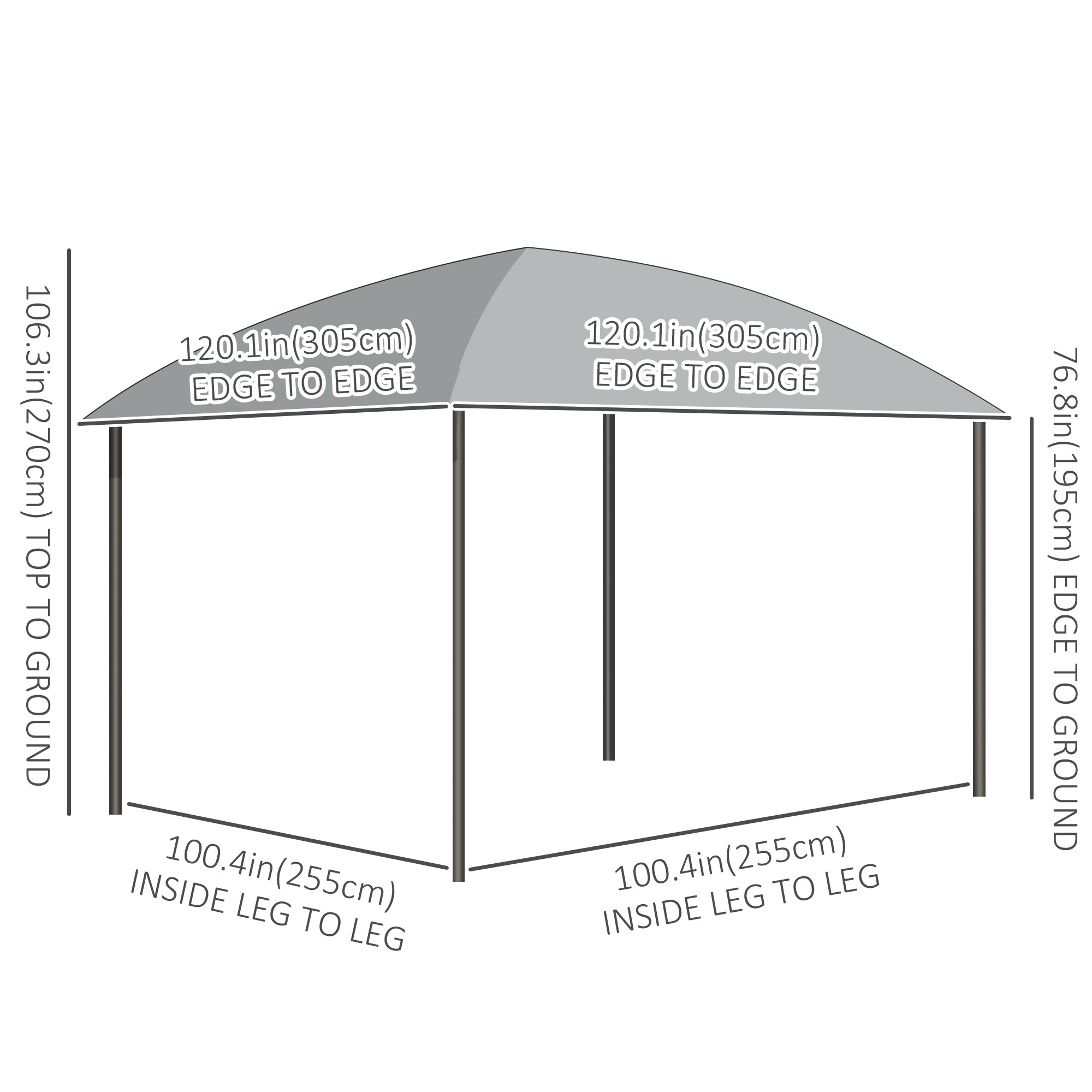 10' x 10' UV60+ Gazebo with Polycarbonate Roof & Curtains, Dark Grey-DECOROLALA