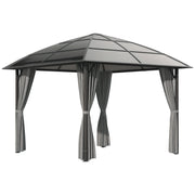 10' x 10' UV60+ Gazebo with Polycarbonate Roof & Curtains, Dark Grey-DECOROLALA