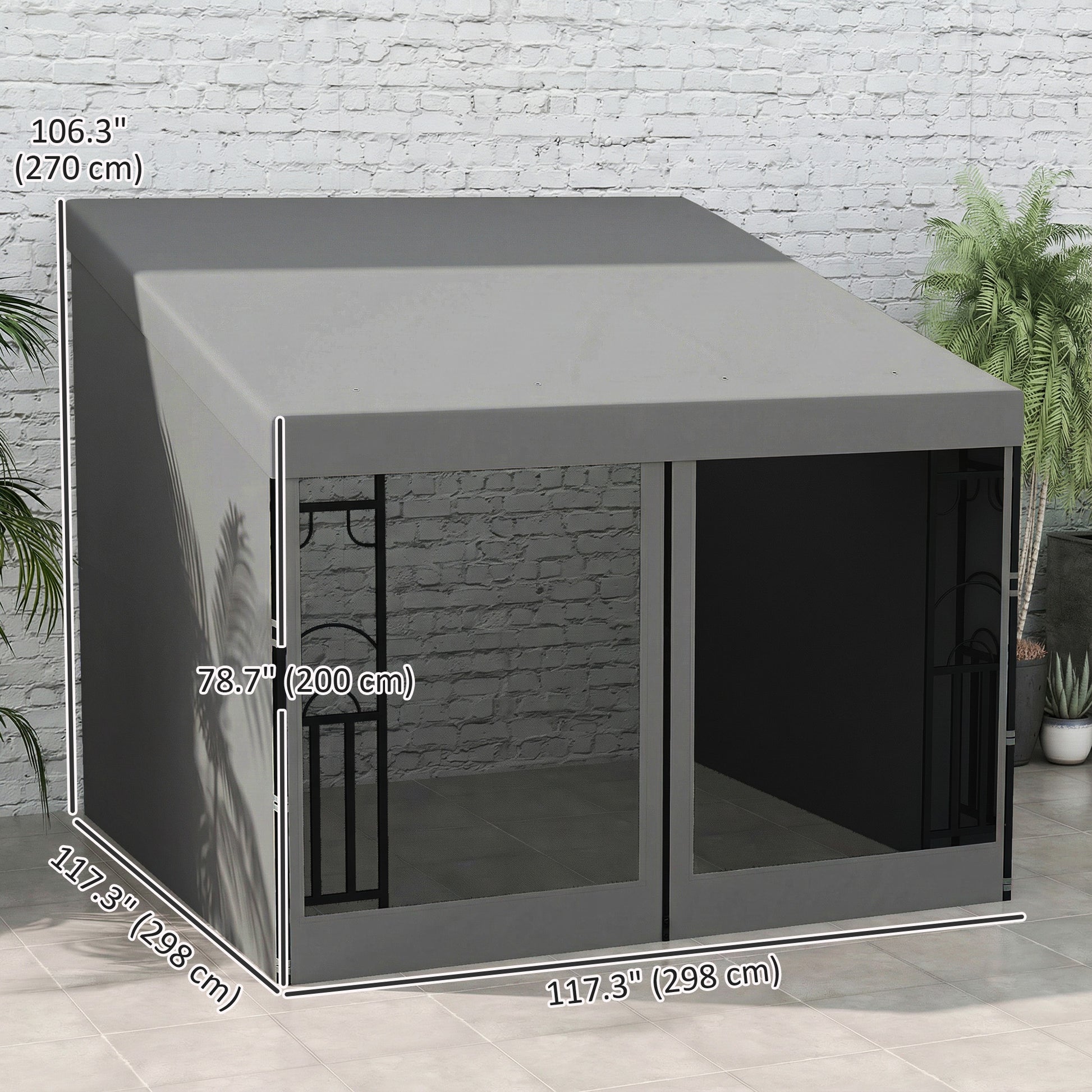 10' x 10' Wall Pergola - Dark Grey Gazebo-DECOROLALA