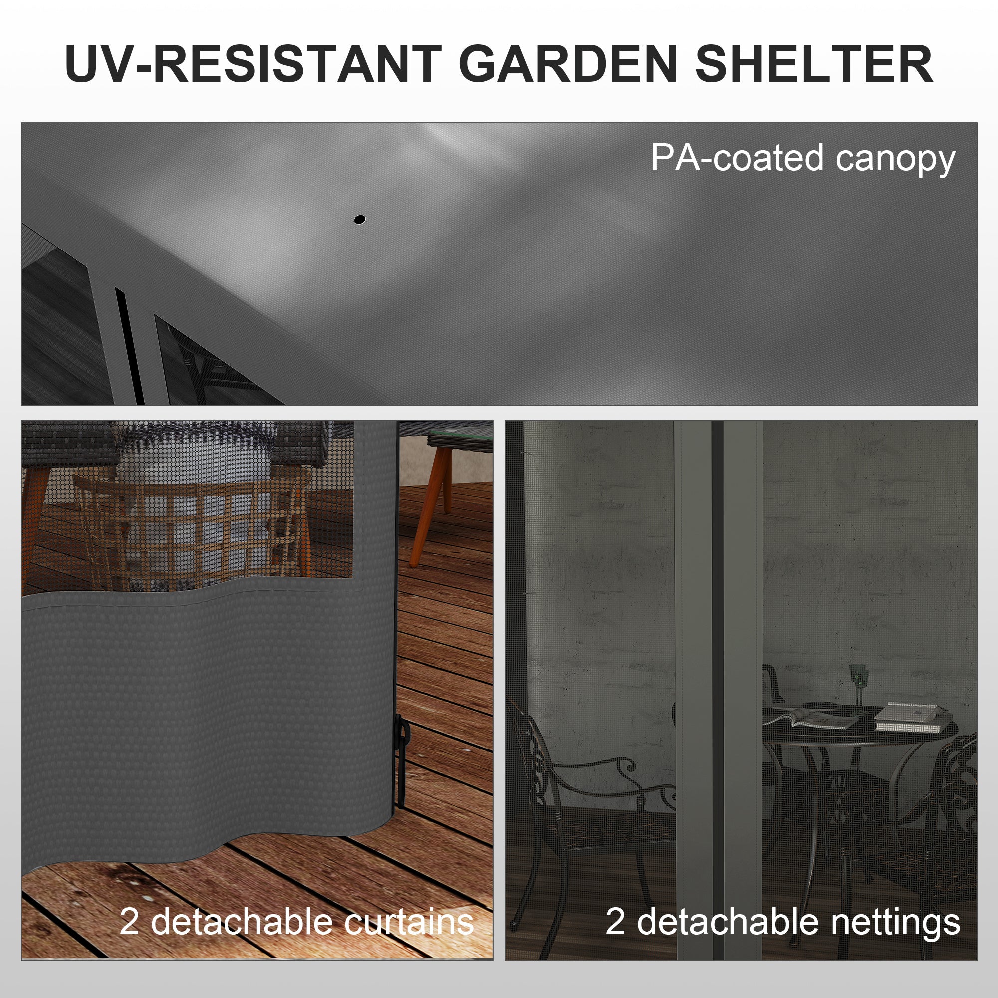 10' x 10' Wall Pergola - Dark Grey Gazebo-DECOROLALA