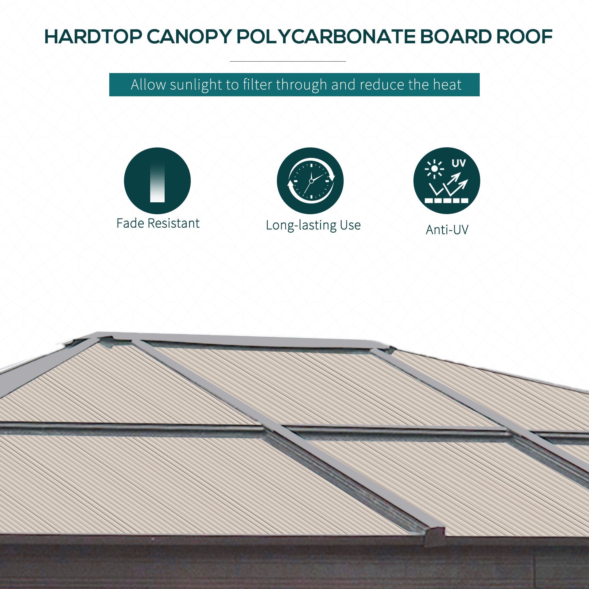 10' x 12' Hardtop Gazebo - Aluminum Frame Polycarbonate Roof Brown-DECOROLALA