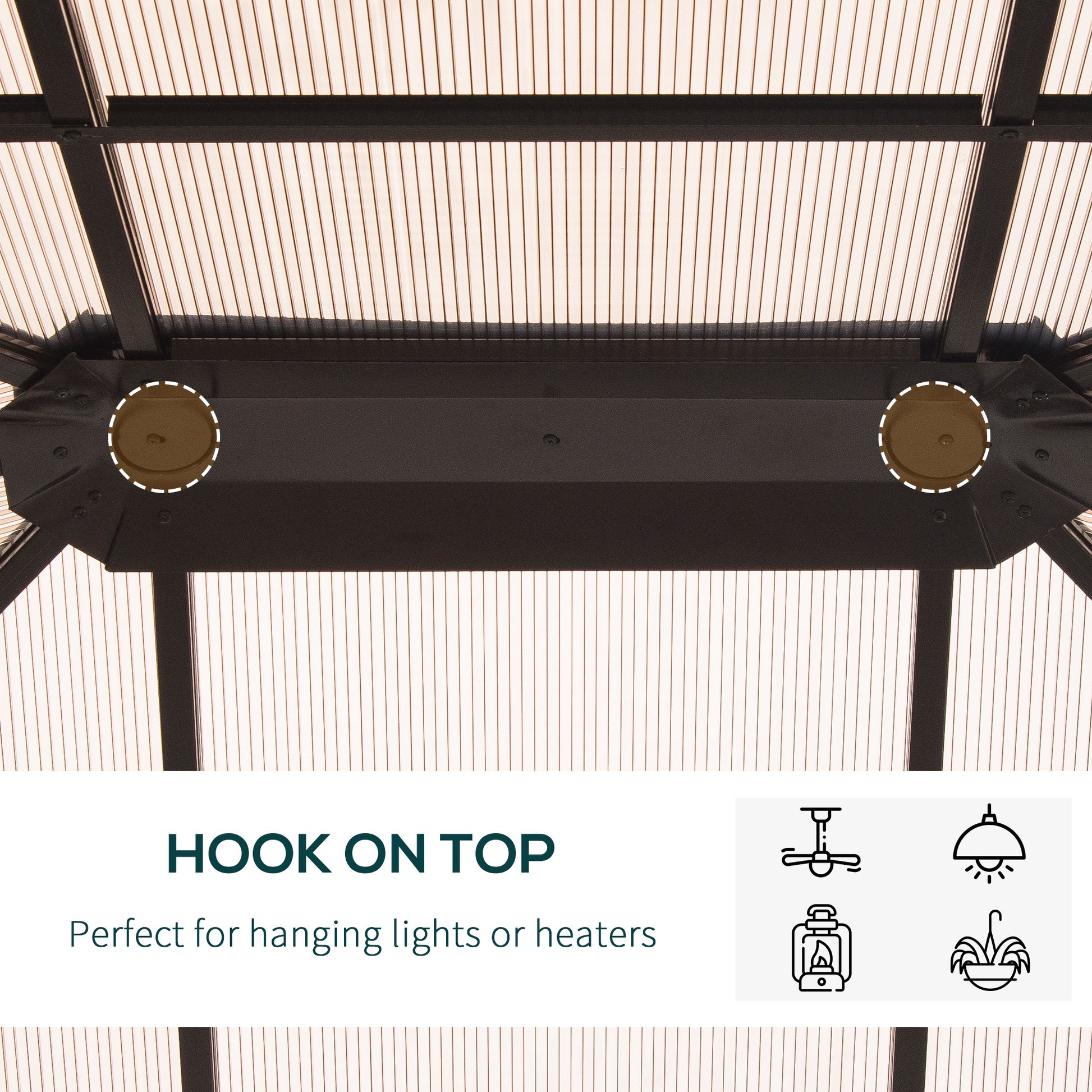 10' x 12' Hardtop Gazebo - Aluminum Frame Polycarbonate Roof Brown-DECOROLALA