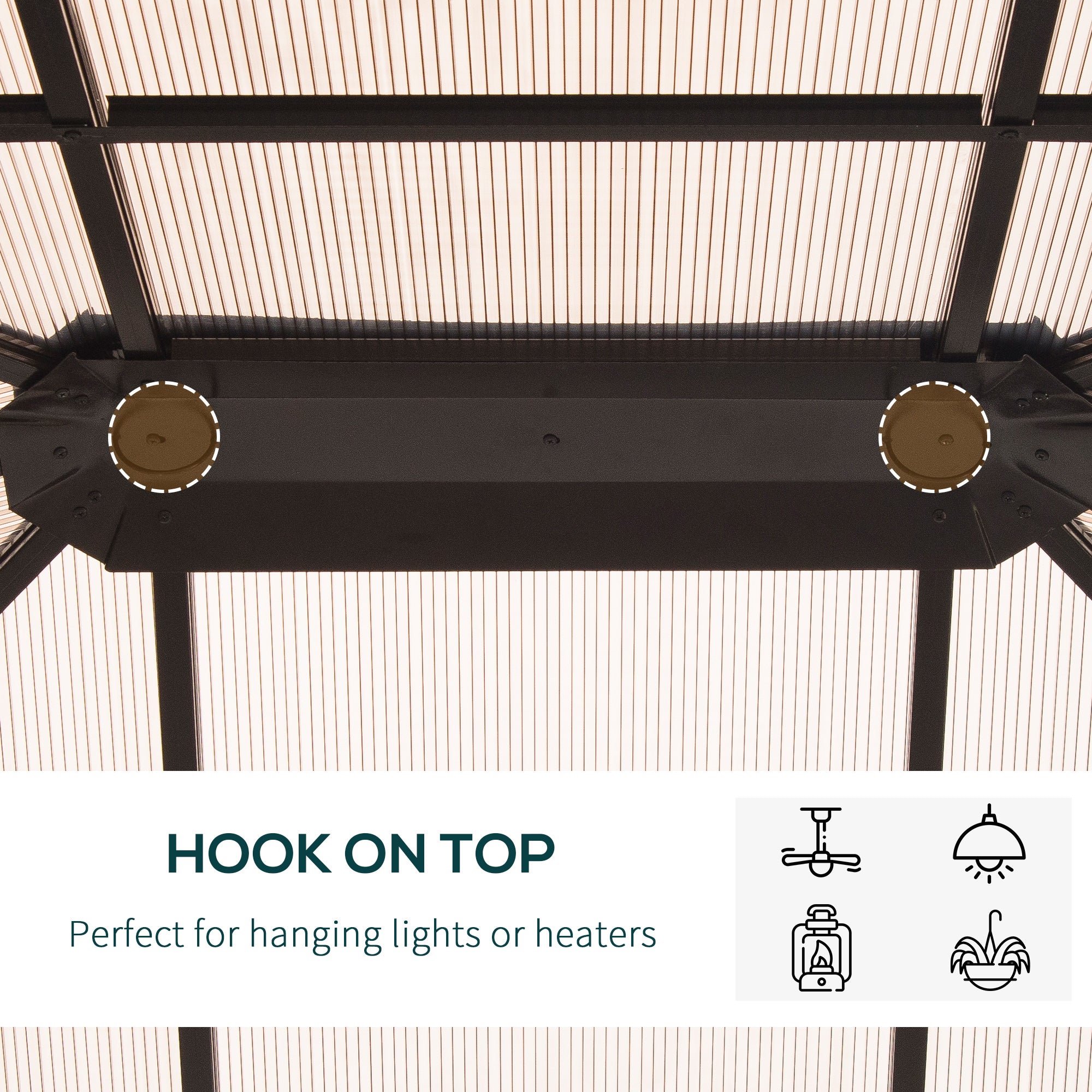 10' x 12' Hardtop Gazebo - Aluminum Frame Polycarbonate Roof Brown-DECOROLALA