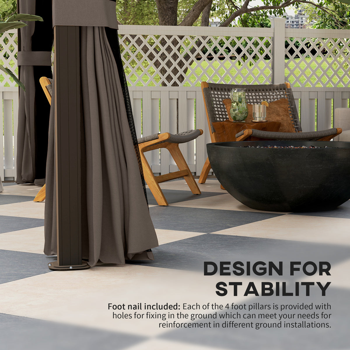 10' x 12' Hardtop Gazebo - Aluminum Frame & Steel Roof, Coffee-Gazebos-DECOROLALA