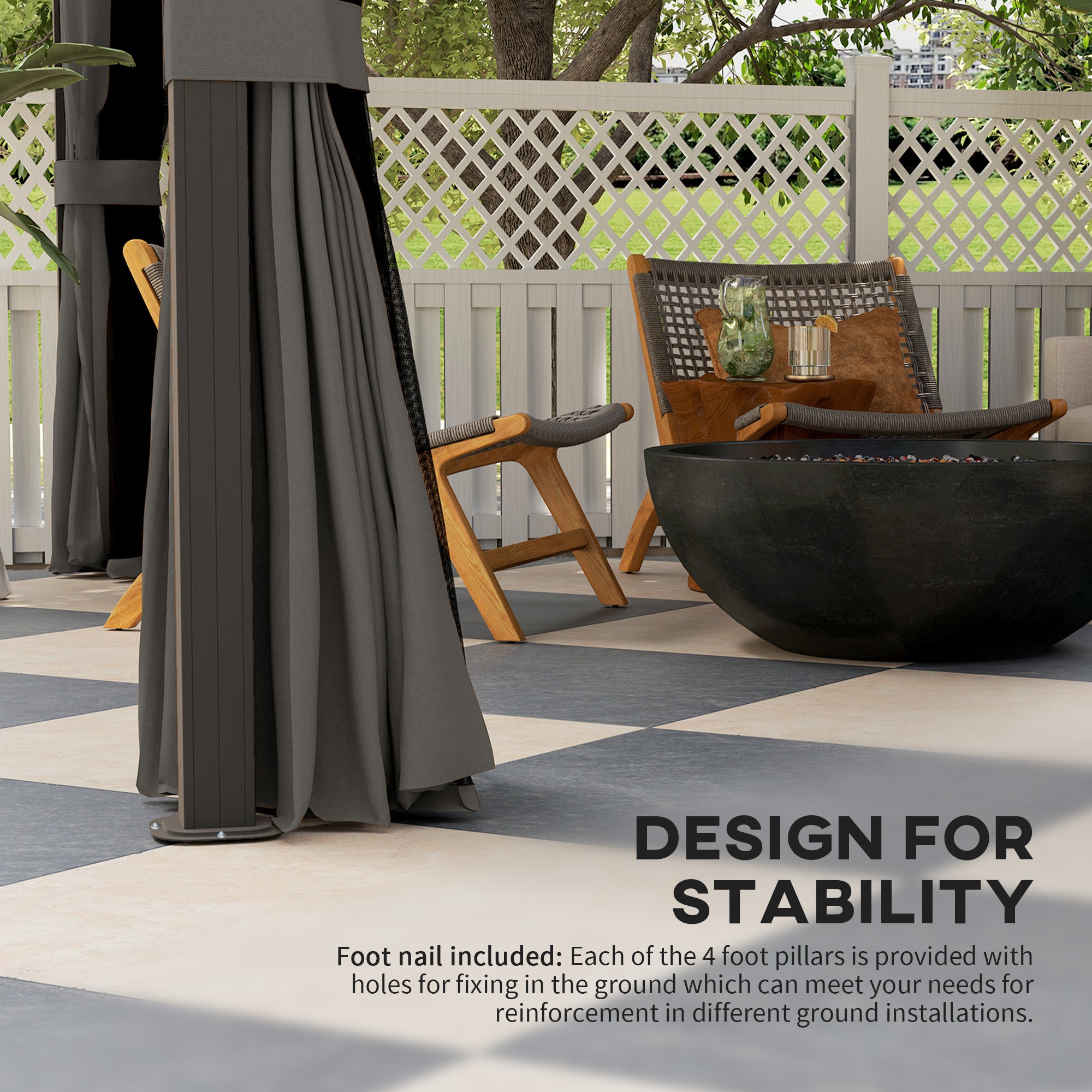 10' x 12' Hardtop Gazebo - Aluminum Frame with Netting, Grey-DECOROLALA