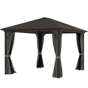 10' x 12' Hardtop Gazebo - Aluminum Frame with Netting, Grey-DECOROLALA