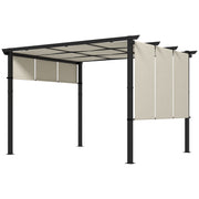 10' x 12' Metal Pergola with Retractable Canopy - Beige-DECOROLALA