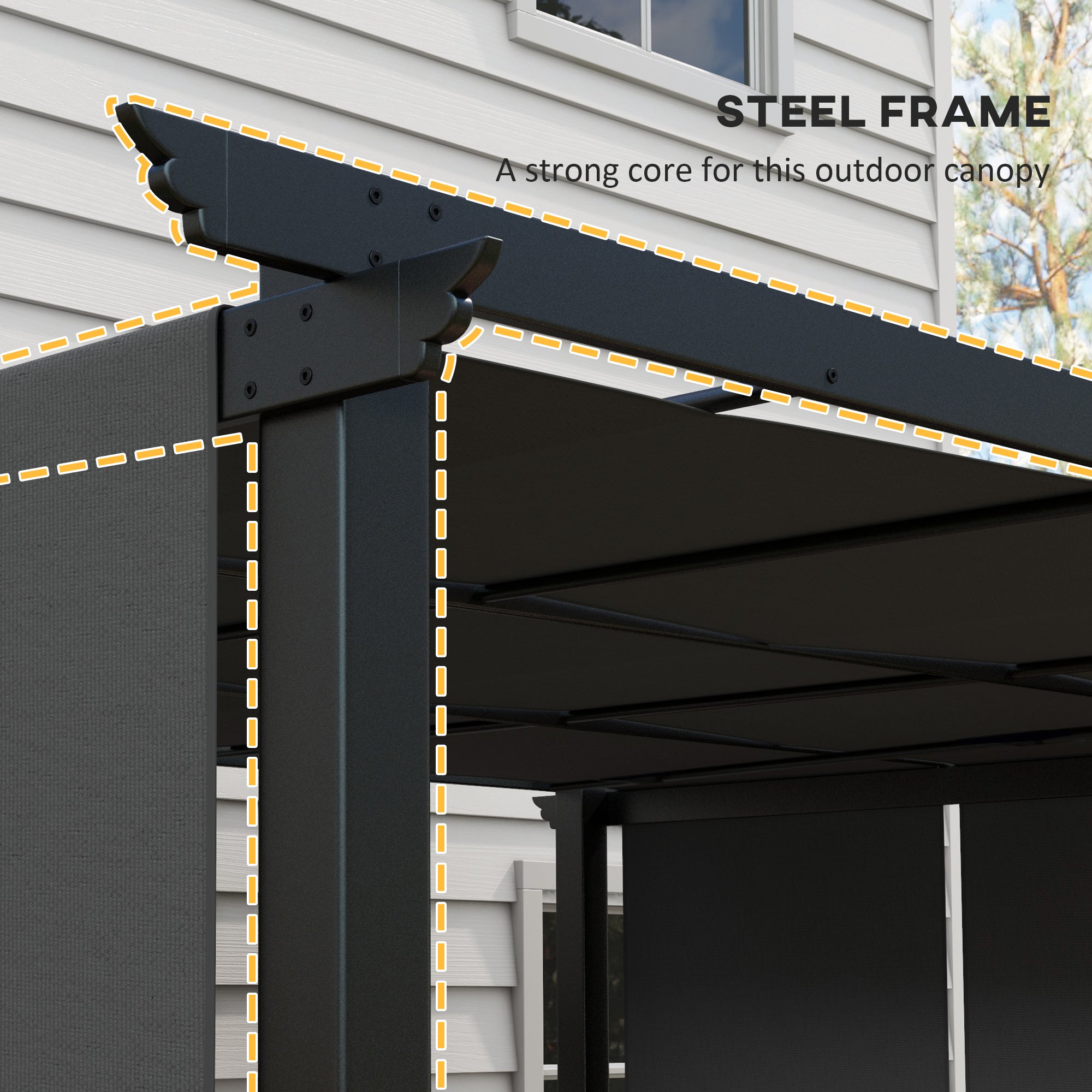 10' x 12' Metal Pergola with Retractable Canopy - Dark Grey-DECOROLALA