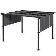 10' x 12' Metal Pergola with Retractable Canopy - Dark Grey-DECOROLALA